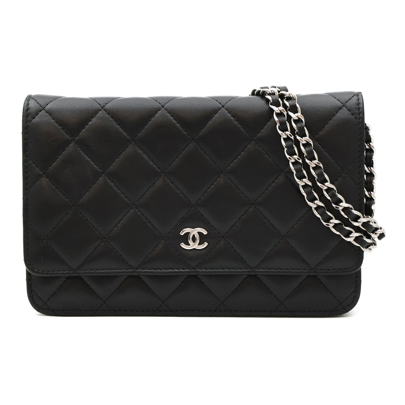 CHANEL 羊皮皮革WOC Wallet On Chain銀扣鏈帶肩背袋