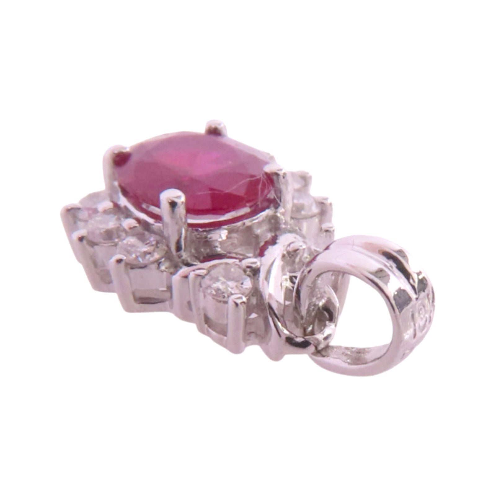 JEWELRY 18K白金Ruby Diamond Pendant Top紅寶石/鑽石吊墜頭扣