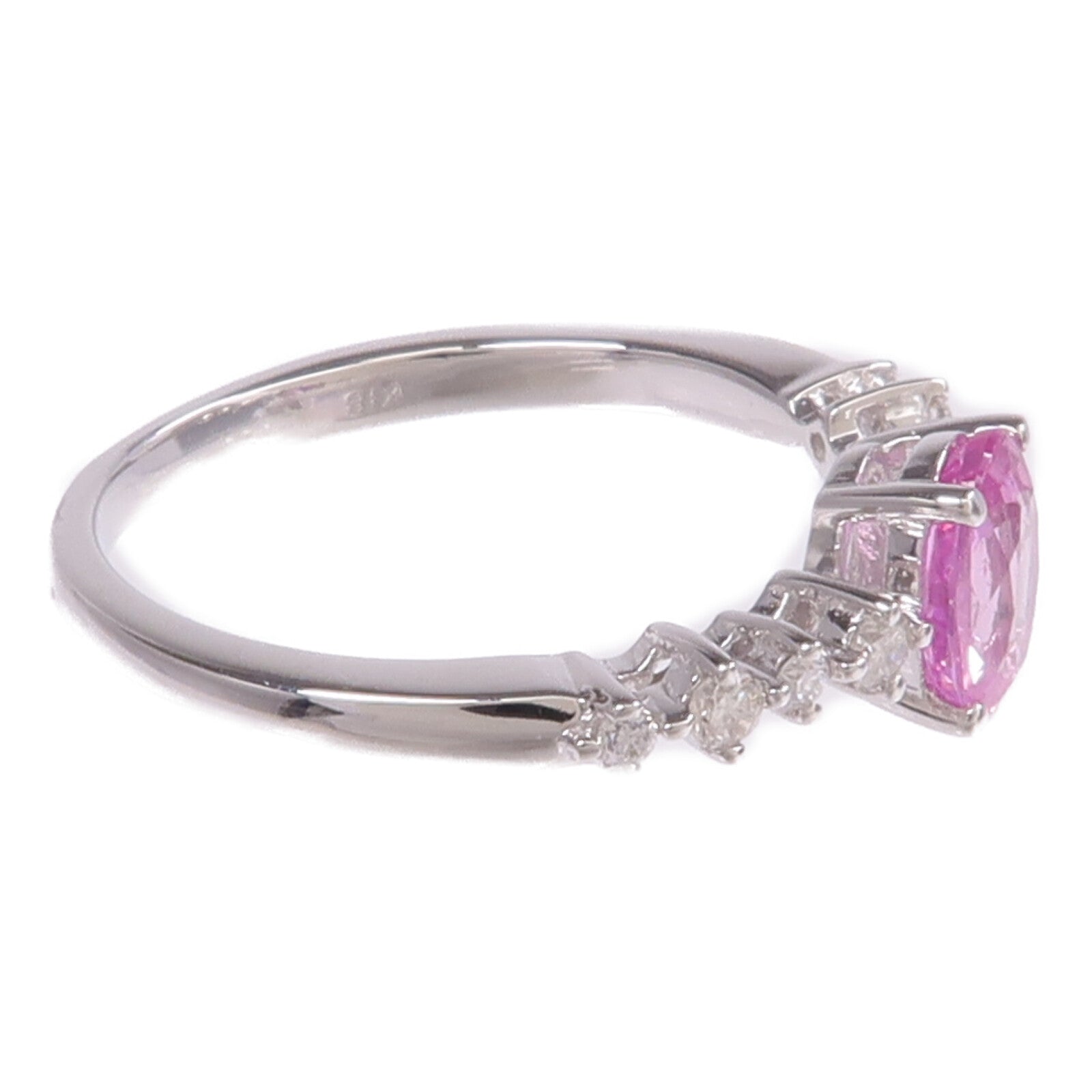 JEWELRY 18K白金Pink Sapphire Diamond Ring粉紅色藍寶石/鑽石戒指US#6.5