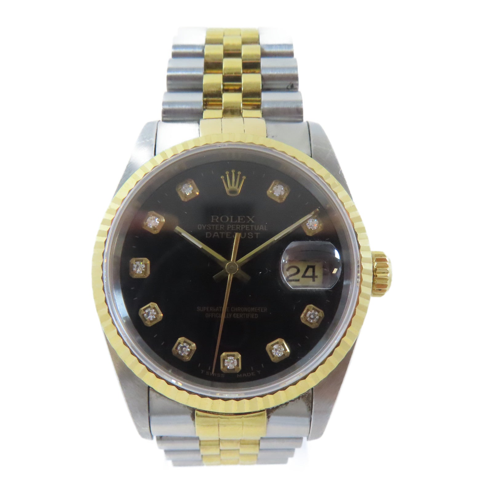ROLEX Datejust 3618K黃金/不鏽鋼手錶自動機芯黑色
