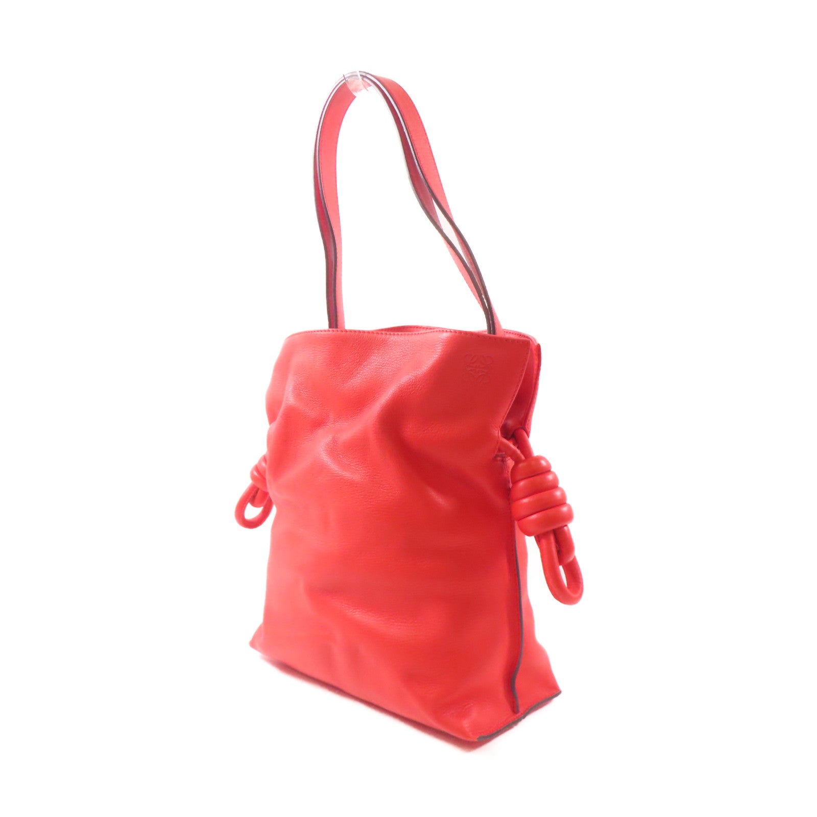 LOEWE 皮革Flamenco Knot Bag金扣肩背袋紅色