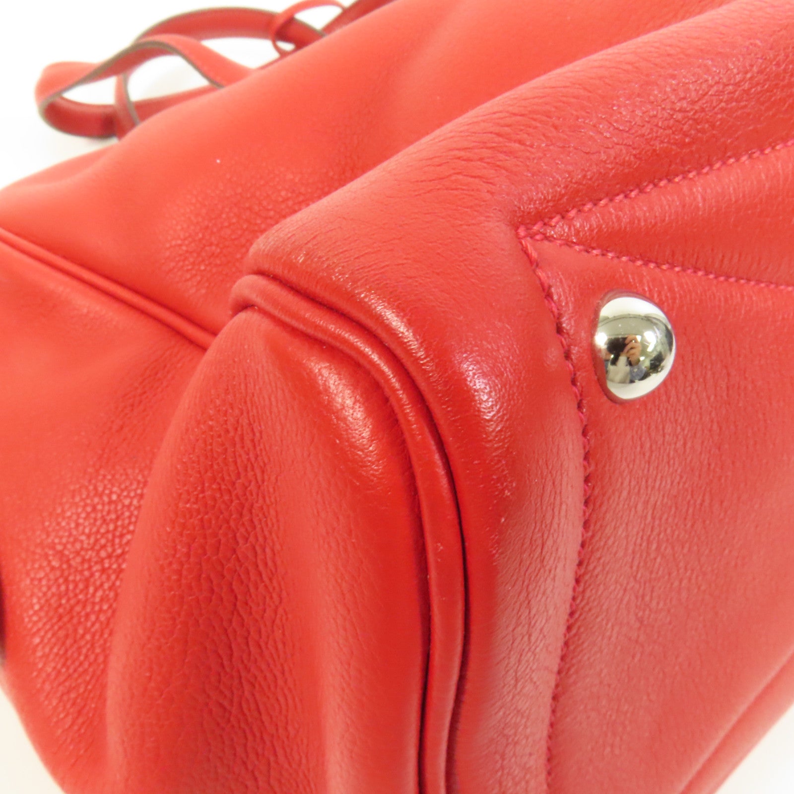 HERMES Evercolor皮革Victoria 35銀扣手挽袋Rouge Casaque