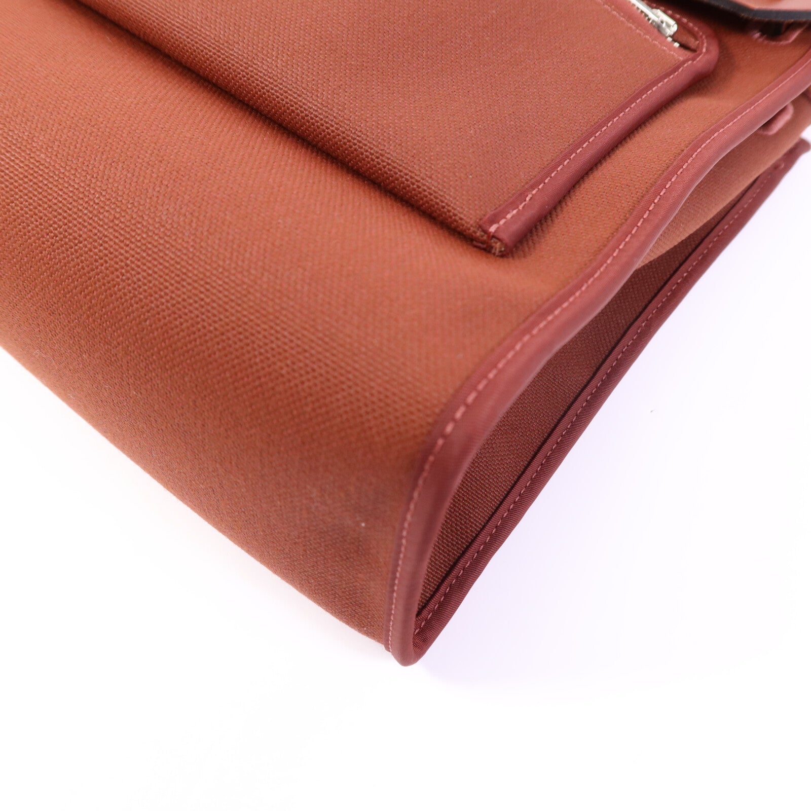 HERMES Toile H Herbag PM銀扣手挽肩背兩用袋Brique