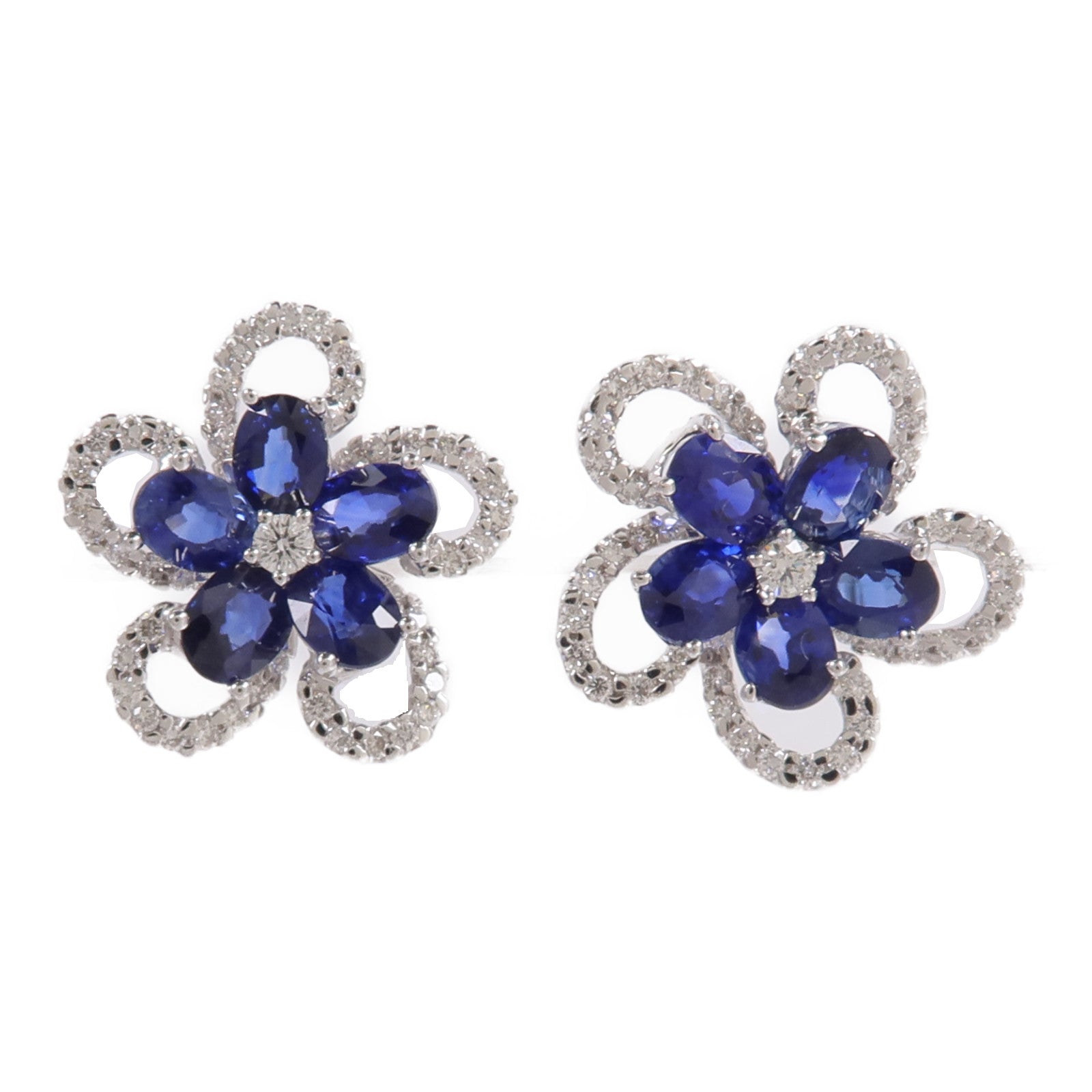 JEWELRY 18K白金Sapphire Diamond Earrings藍寶石/鑽石耳環