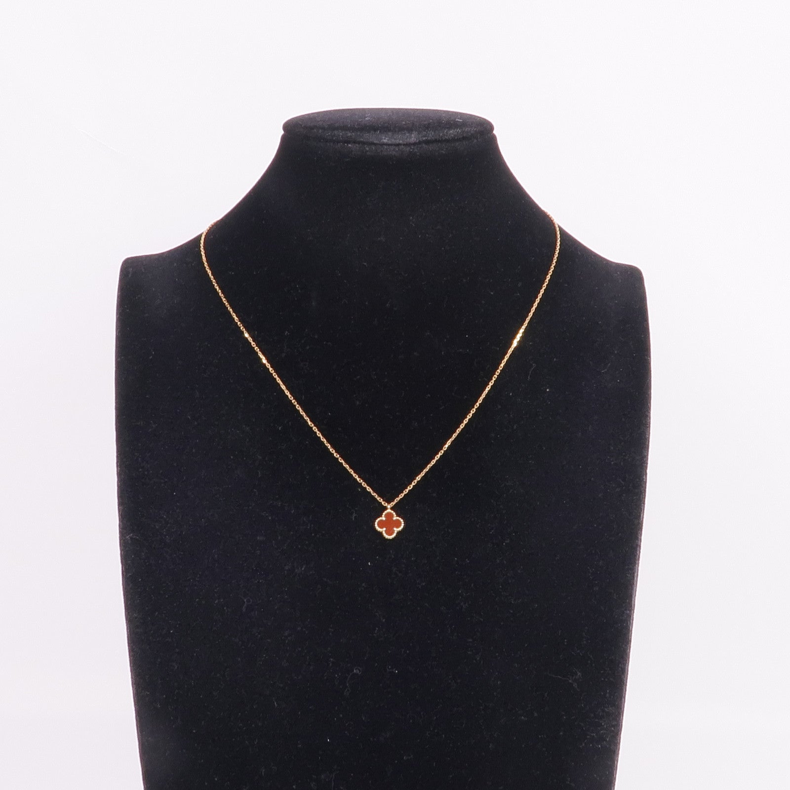 Van Cleef & Arpels 18K玫瑰金Sweet Alhambra Carnelian Pendant紅玉髓項鍊