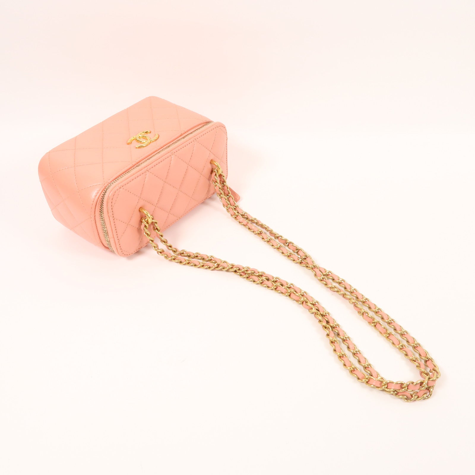 CHANEL 羊皮皮革Vanity Case金扣鏈帶肩背袋