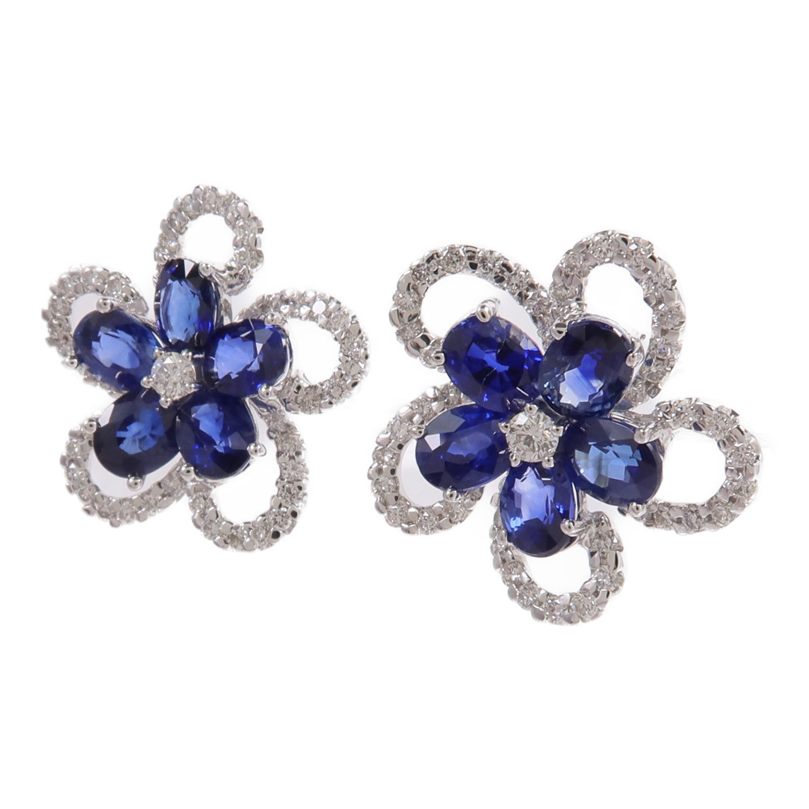 JEWELRY 18K白金Sapphire Diamond Earrings藍寶石/鑽石耳環