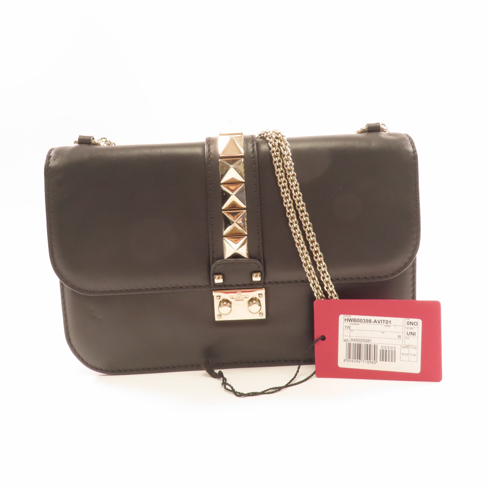 Valentino 牛皮皮革Shoulder Bag金扣肩背袋黑色