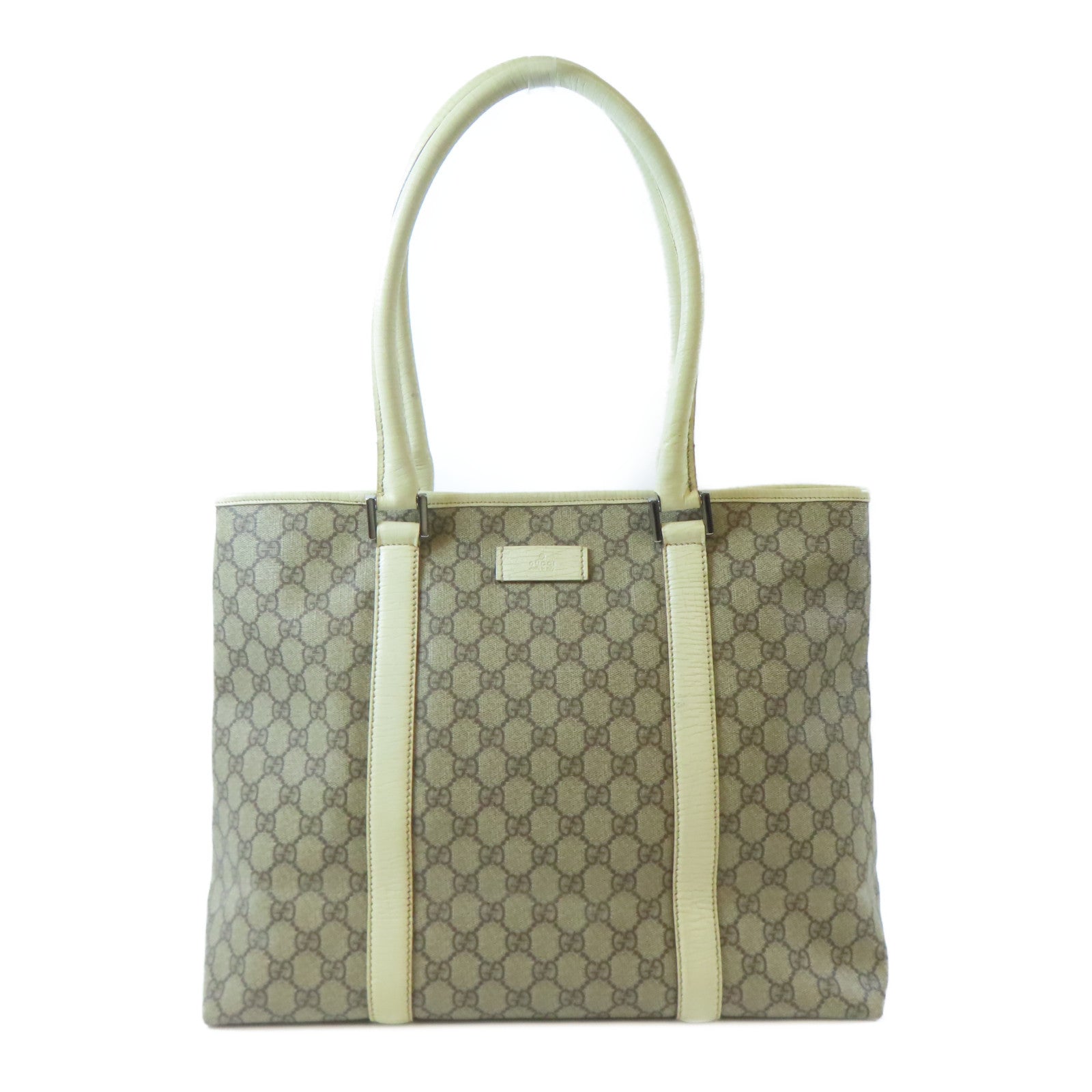 GUCCI 塗層帆布Tote Bag銀扣手挽袋啡色
