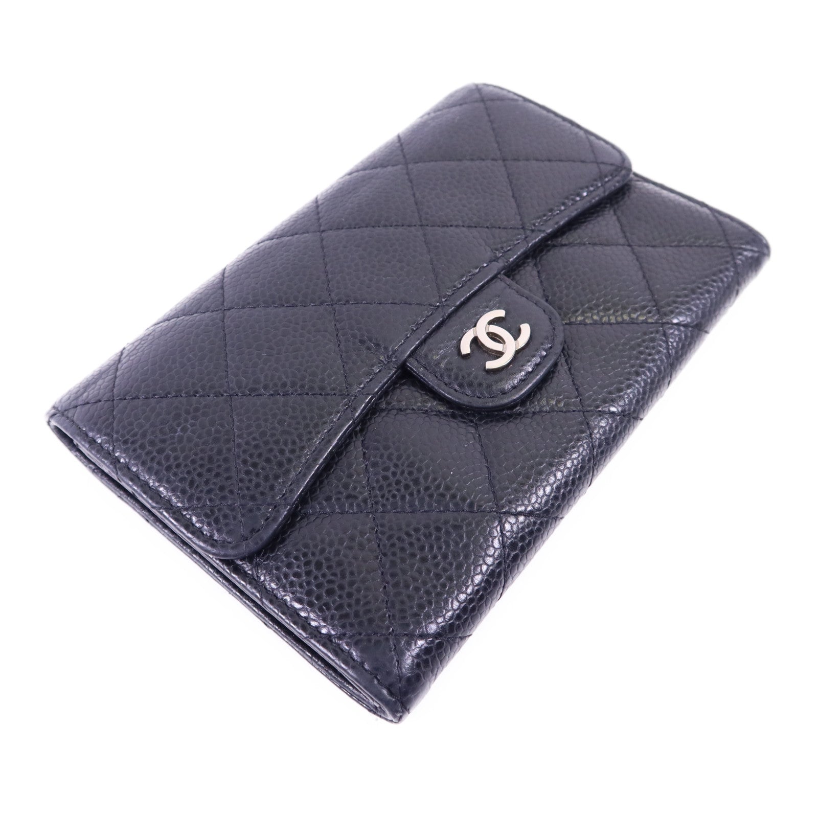CHANEL 牛皮皮革Wallet銀扣錢包
