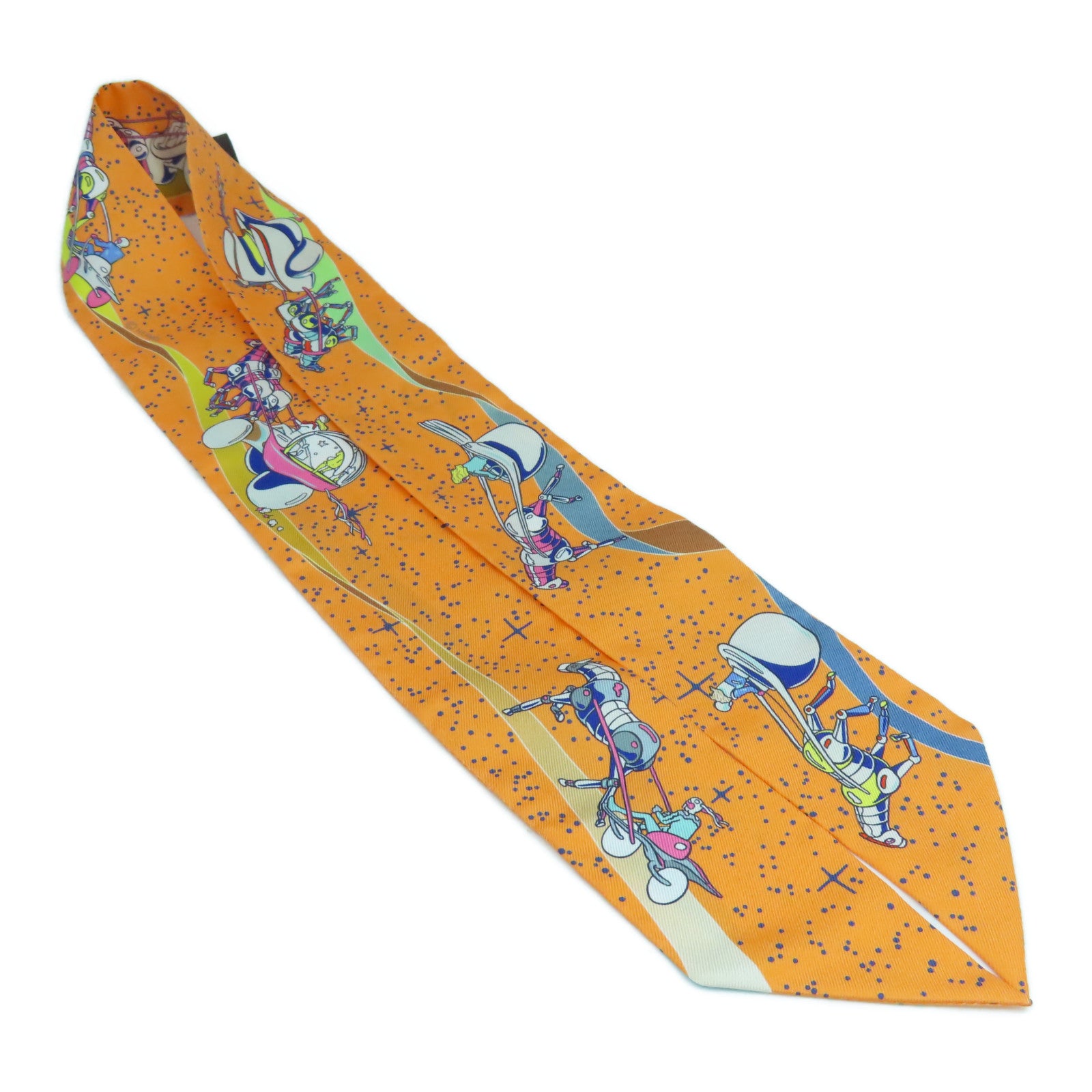 HERMES 【激減優惠】絲質Twilly Scarf絲巾橙色