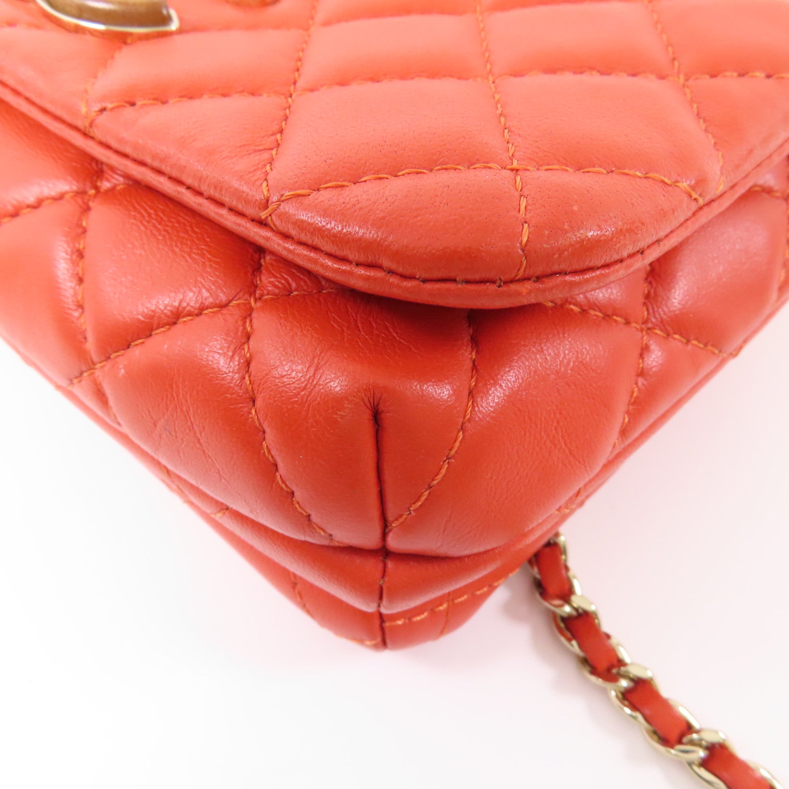 CHANEL 羊皮皮革Chain Shoulder金扣鏈帶手挽肩背兩用袋
