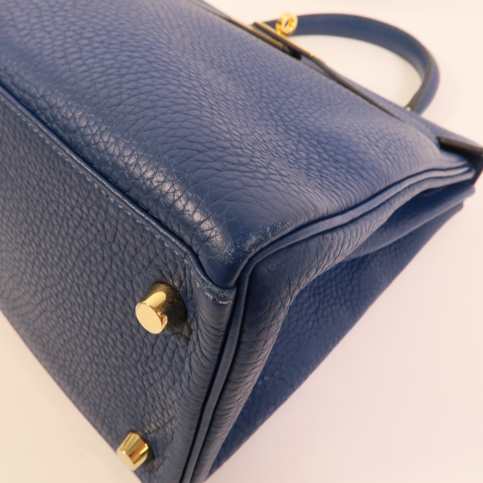 HERMES Togo皮革Kelly 28手挽肩背兩用袋Blue Brighton