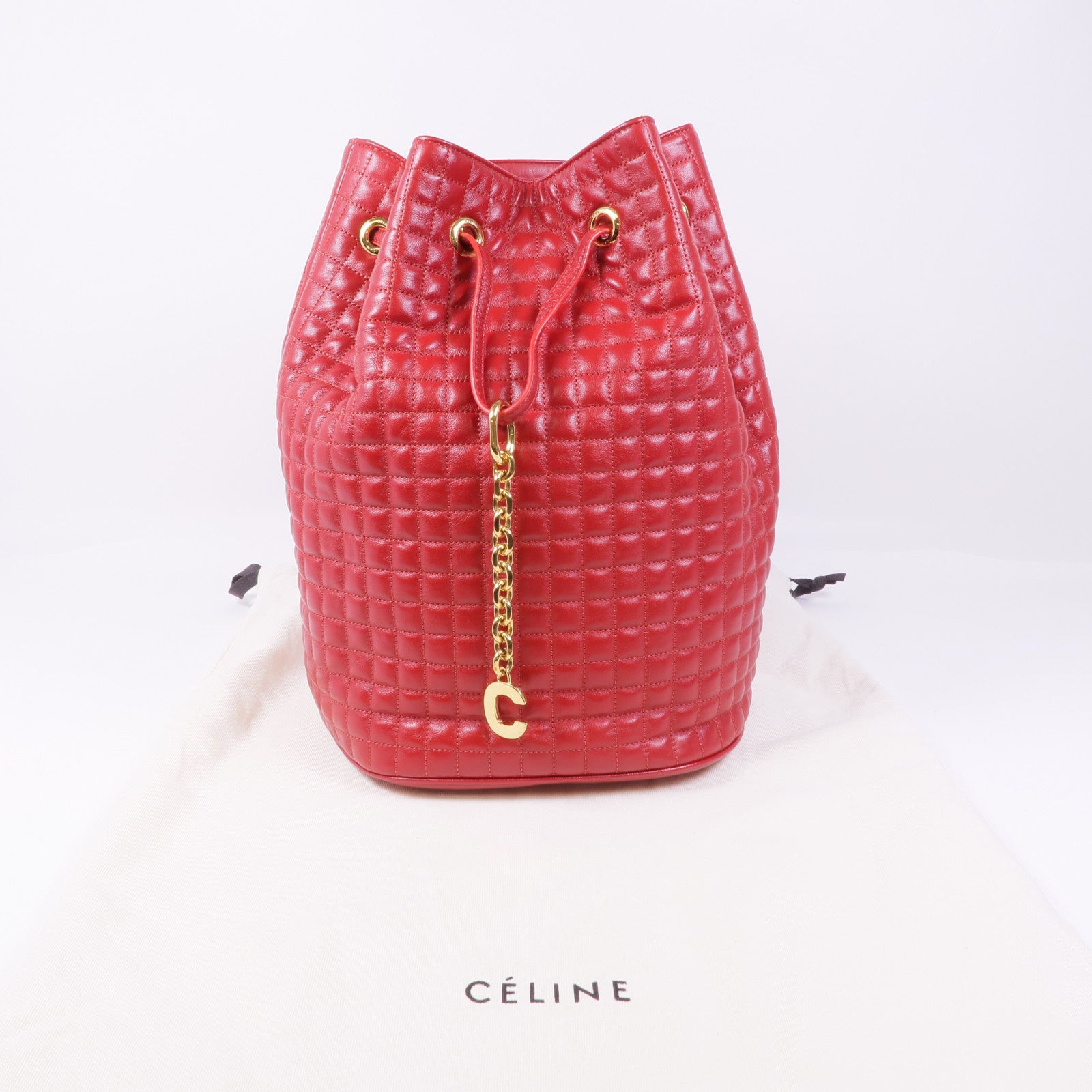 CELINE 【激減優惠】牛皮皮革C Charm Bucket Bag金扣背包