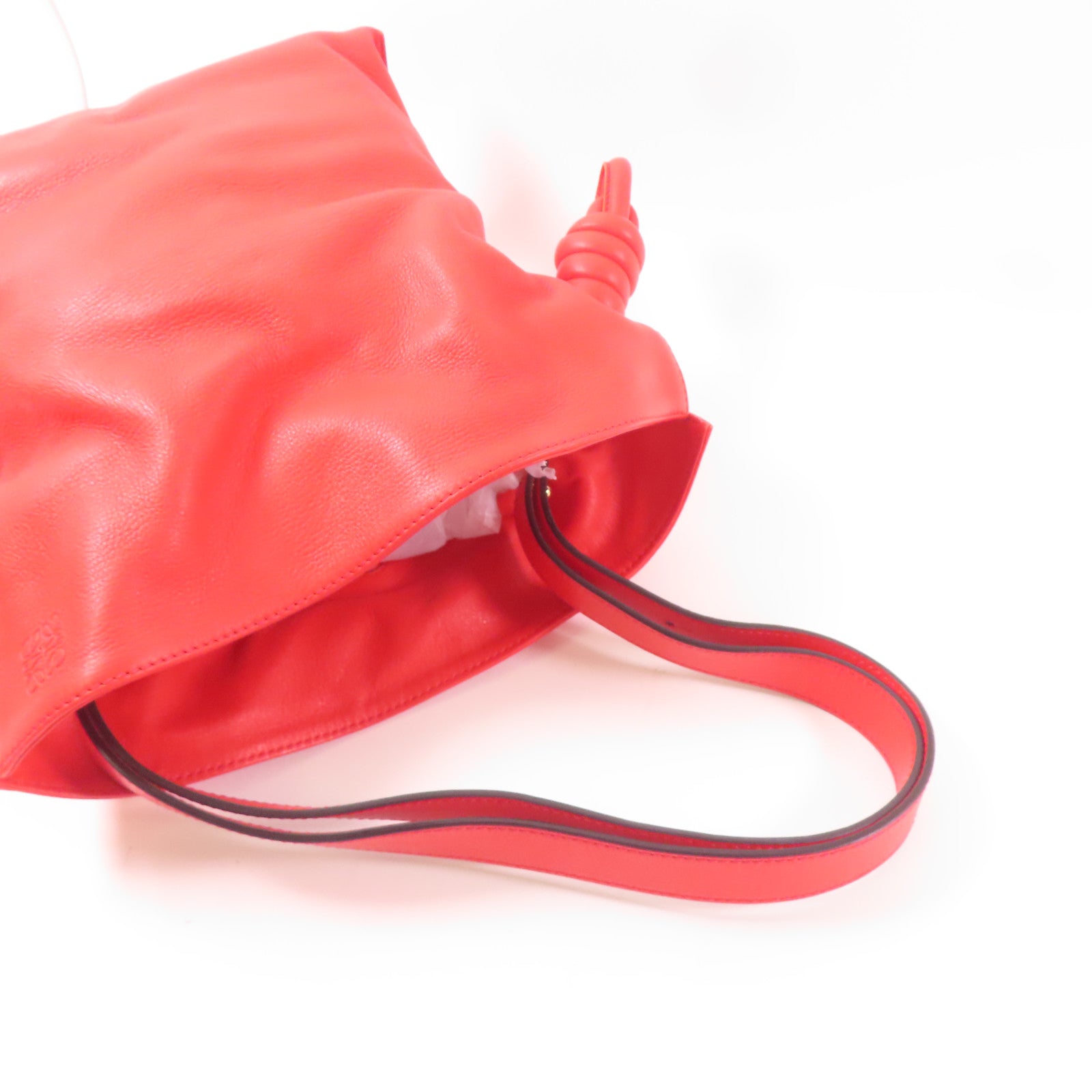 LOEWE 皮革Flamenco Knot Bag金扣肩背袋紅色