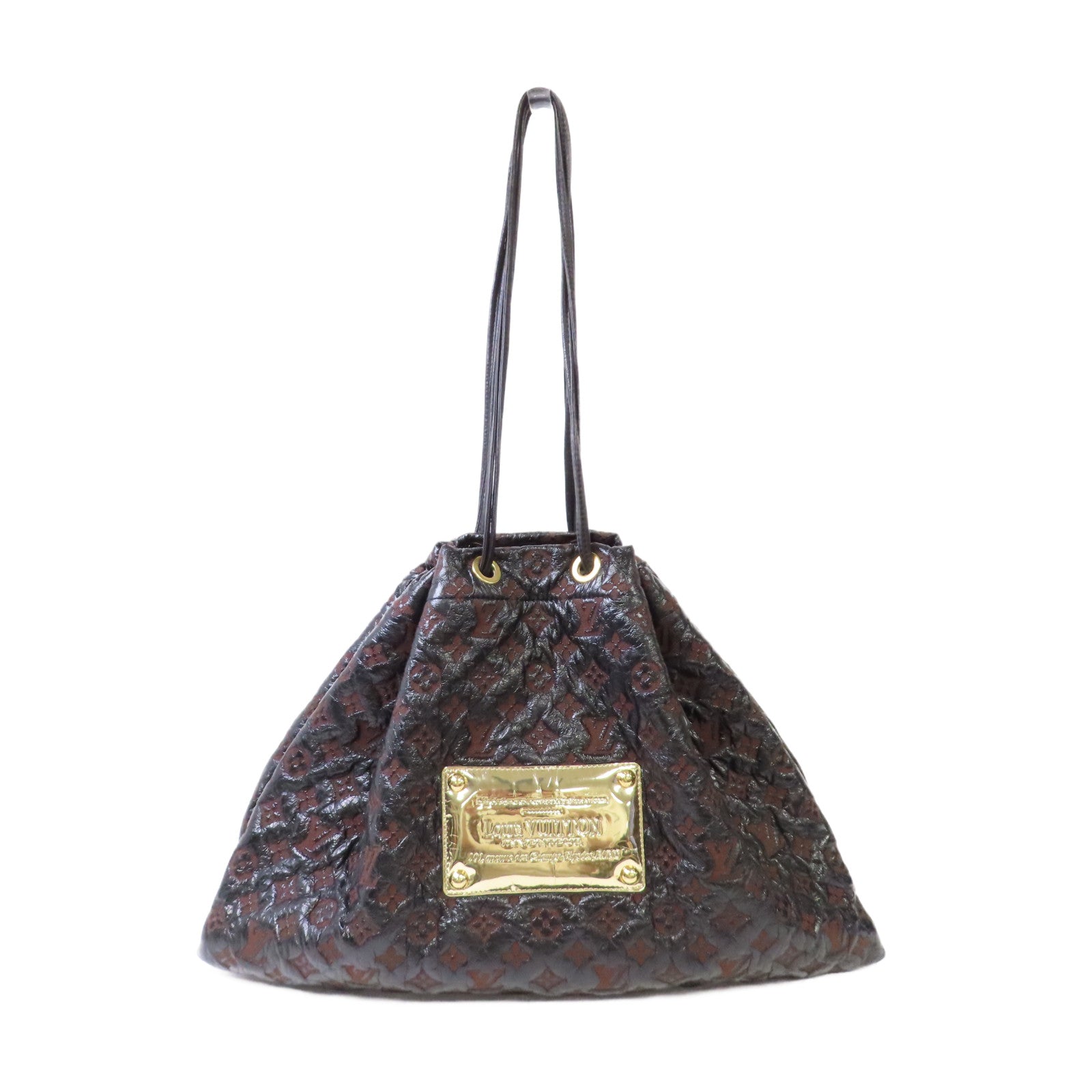 LOUIS VUITTON Monogram Envinil Squishy Inventeur Shoulder Bag Clutch金扣肩背袋啡色/黑色