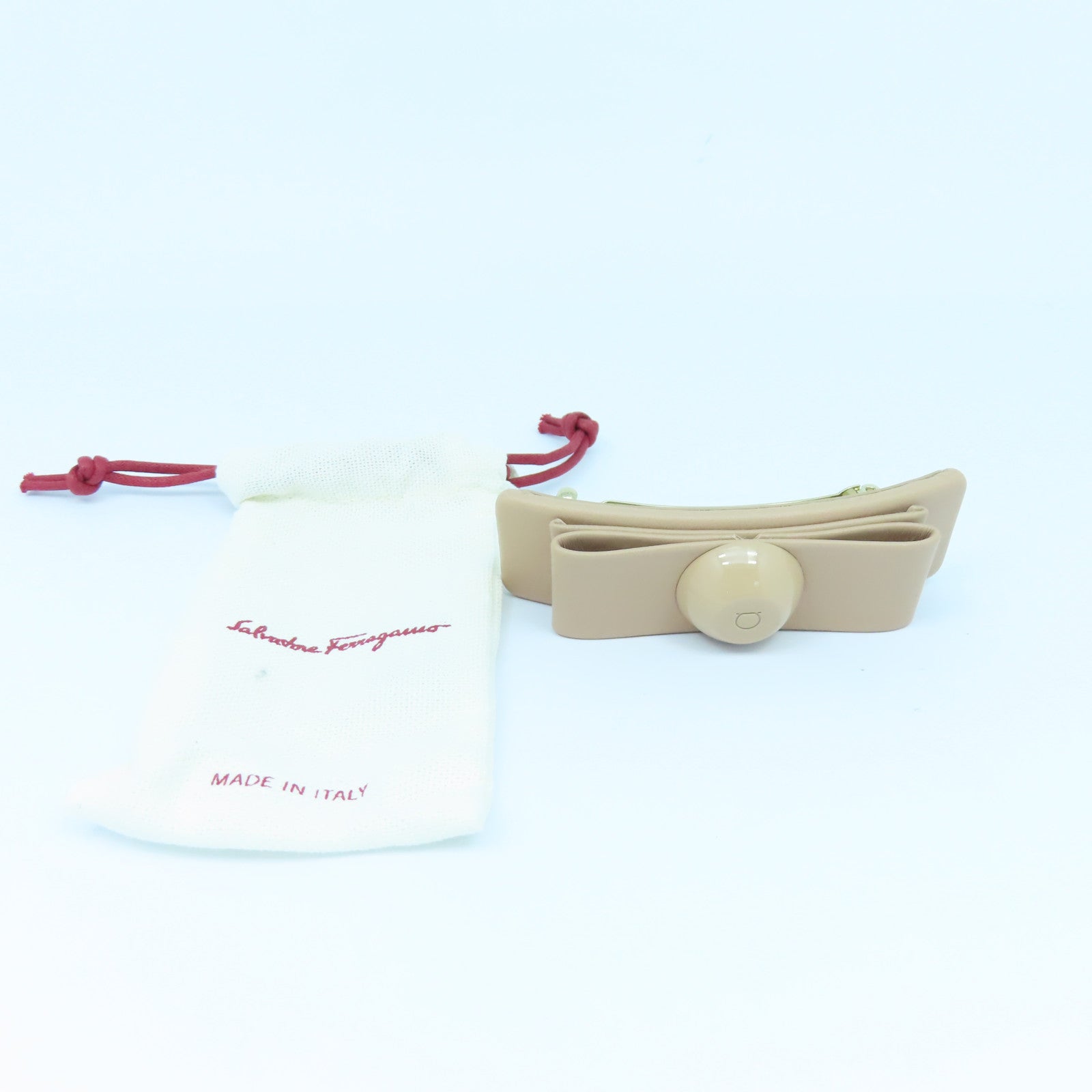 Salvatore Ferragamo 【激減優惠】牛皮皮革Barrette金扣髮夾粉紅色