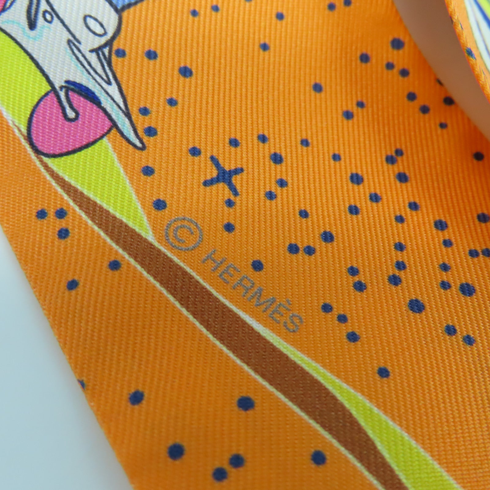 HERMES 【激減優惠】絲質Twilly Scarf絲巾橙色