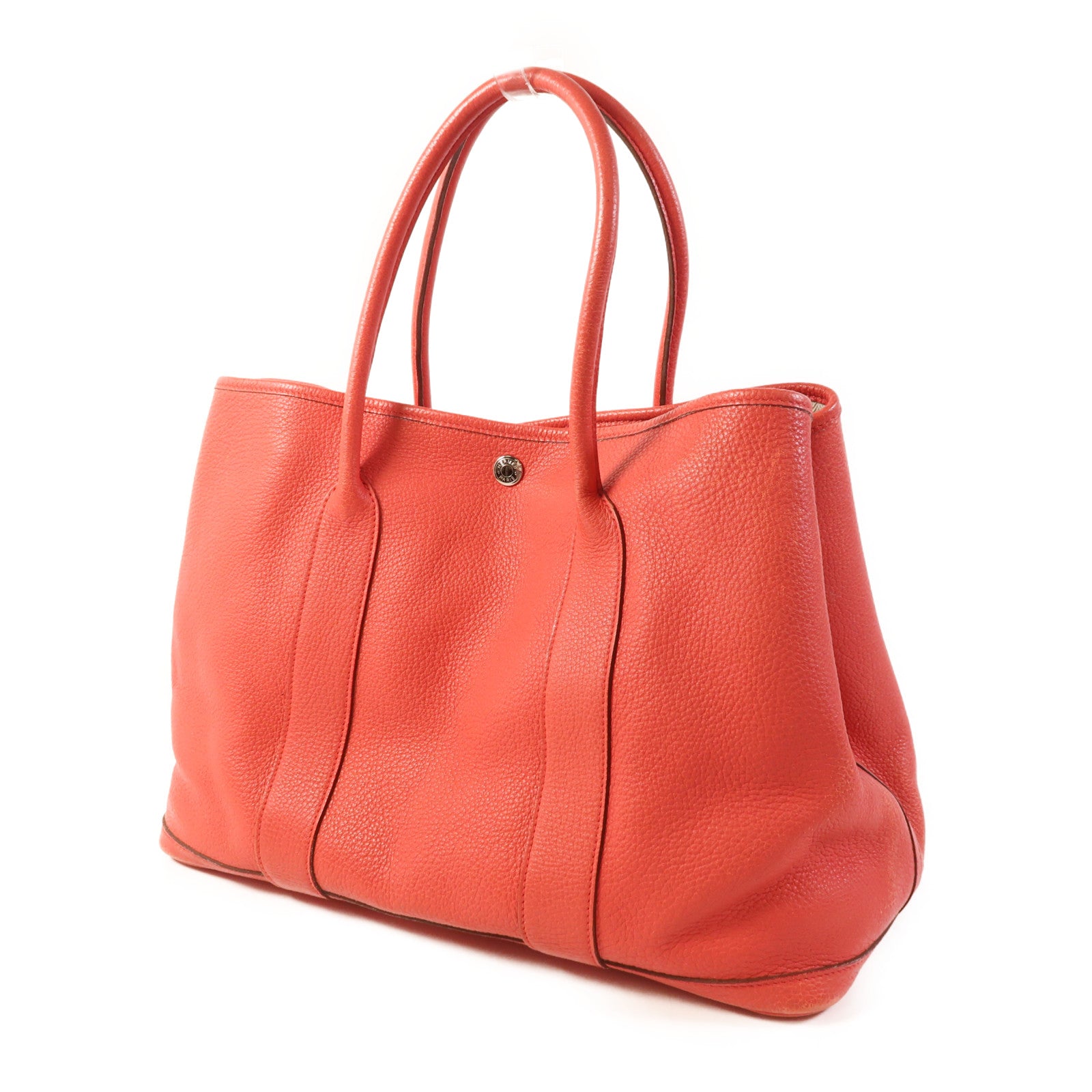 HERMES Negonda皮革Garden Party PM銀扣手挽袋Bougainvillier