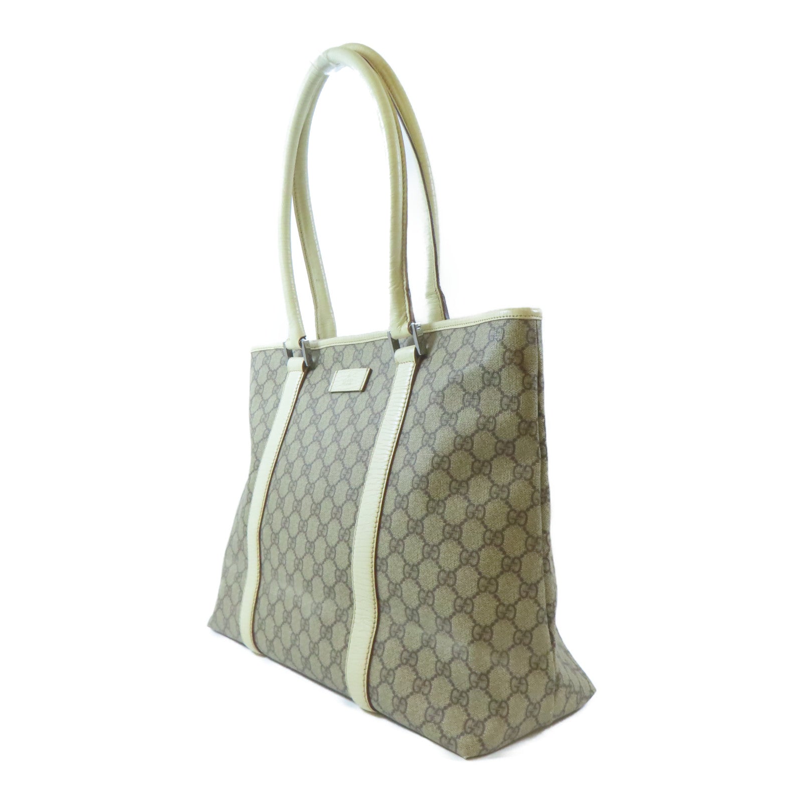GUCCI 塗層帆布Tote Bag銀扣手挽袋啡色