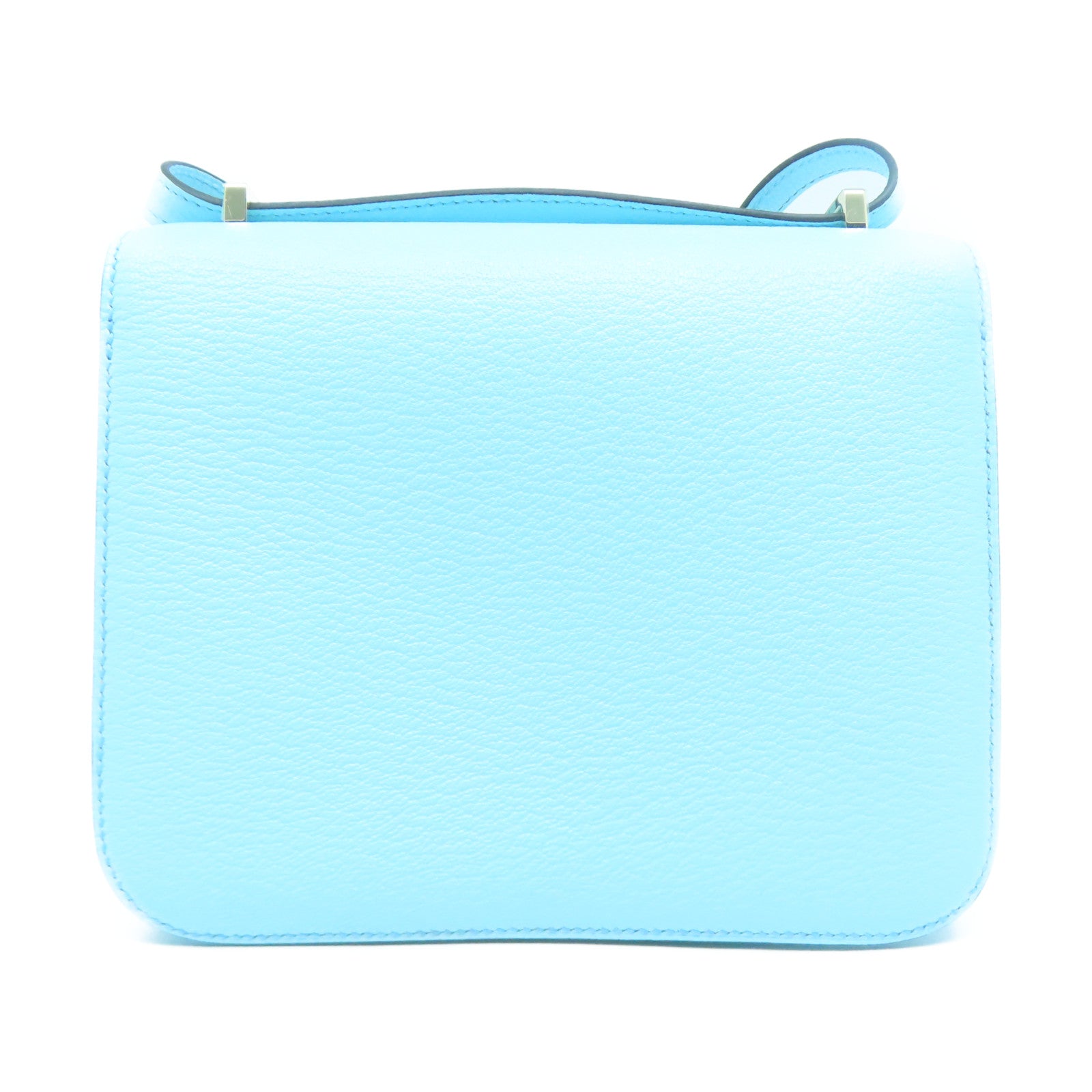 HERMES **【清倉大減價】Chevre皮革Constance Mini銀扣肩背袋Bleu Zephyr淺藍色