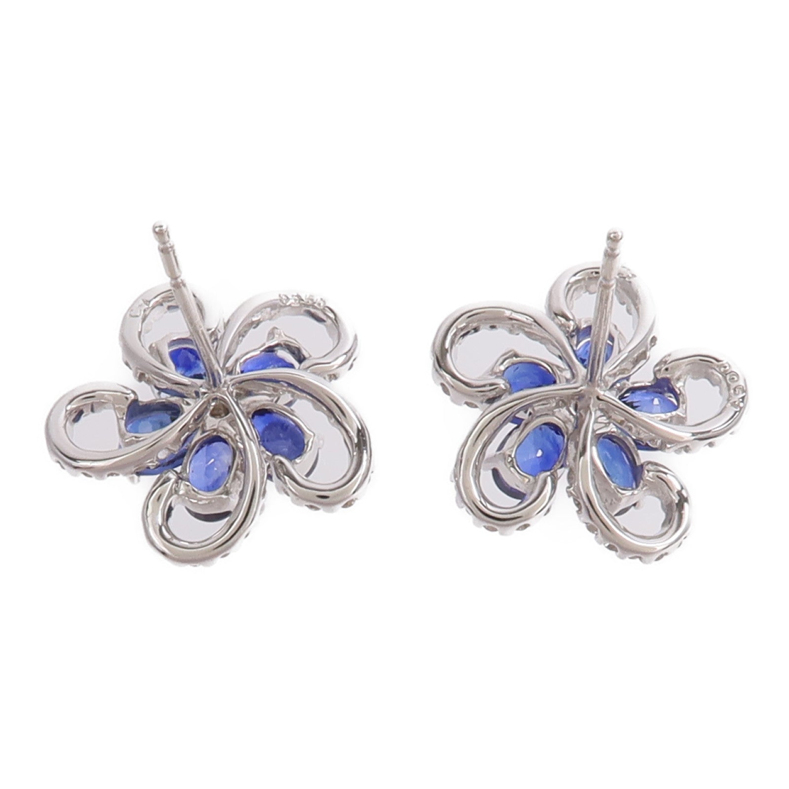 JEWELRY 18K白金Sapphire Diamond Earrings藍寶石/鑽石耳環