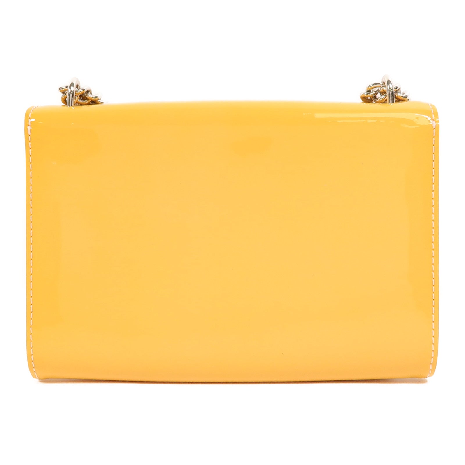 LOUIS VUITTON 漆皮皮革Louise MM 銀扣鏈帶肩背袋