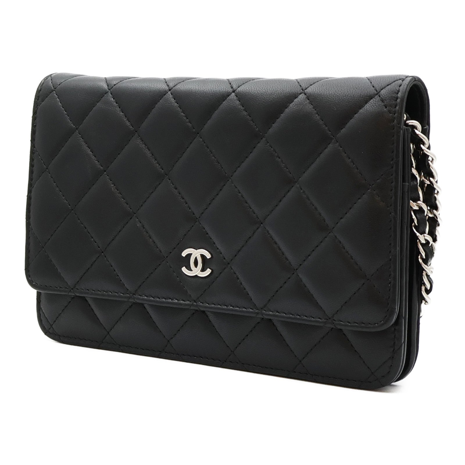 CHANEL 羊皮皮革WOC Wallet On Chain銀扣鏈帶肩背袋