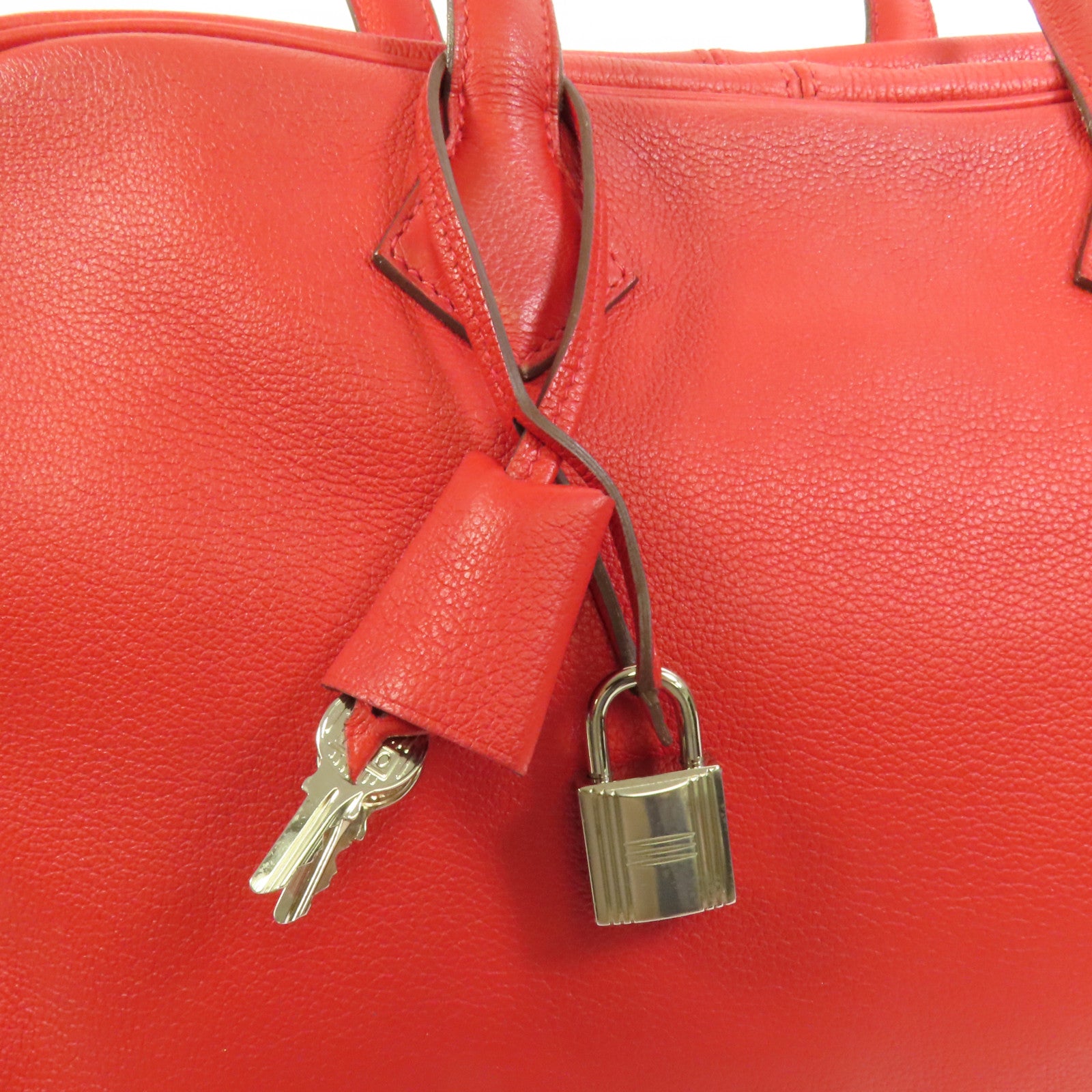 HERMES Evercolor皮革Victoria 35銀扣手挽袋Rouge Casaque