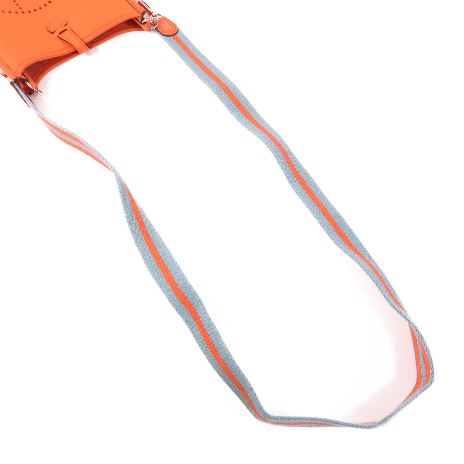 HERMES Clemence皮革Evelyne TPM銀扣肩背袋Orange Poppy