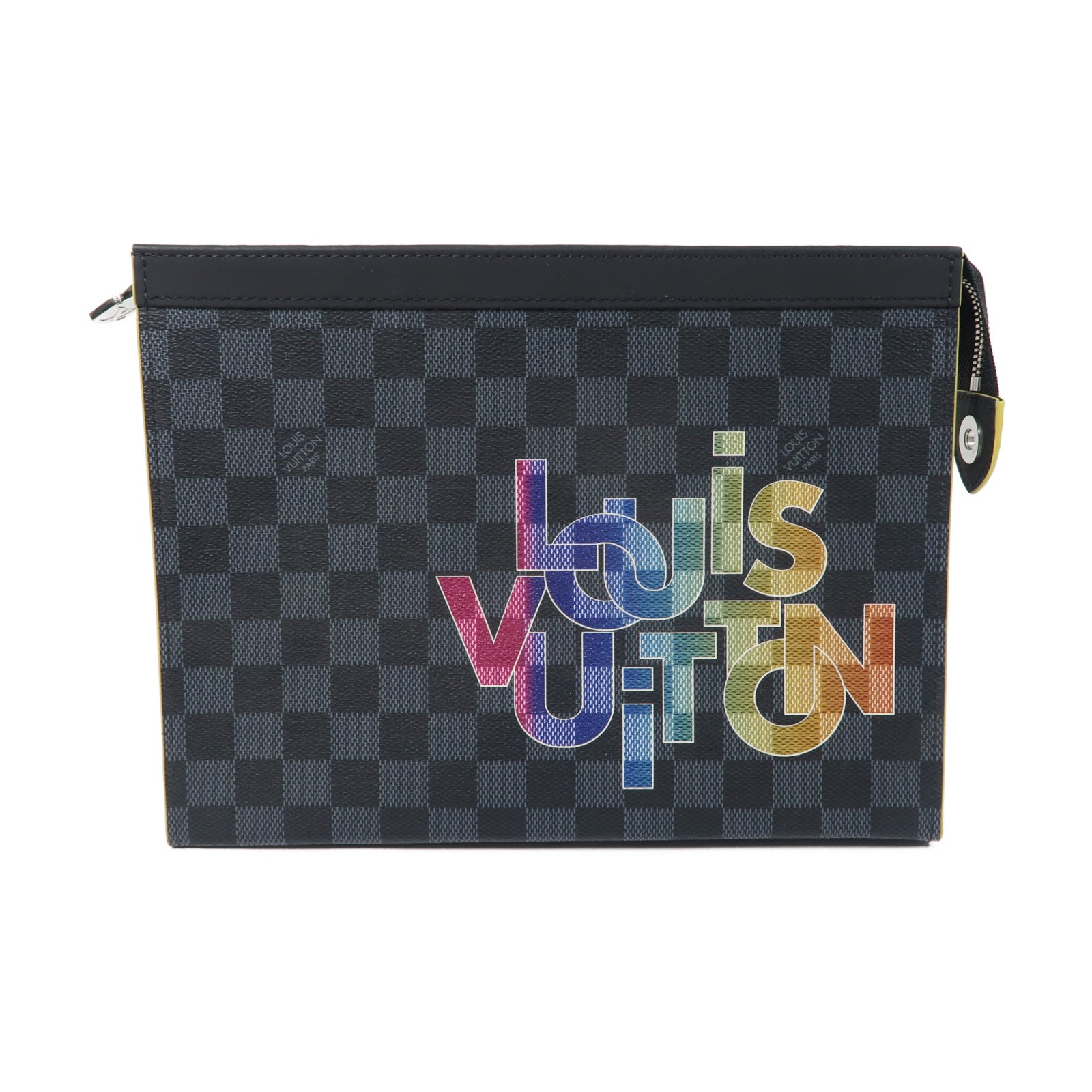 LOUIS VUITTON Damier Graphite Pochette Voyage銀扣手拿包黑色