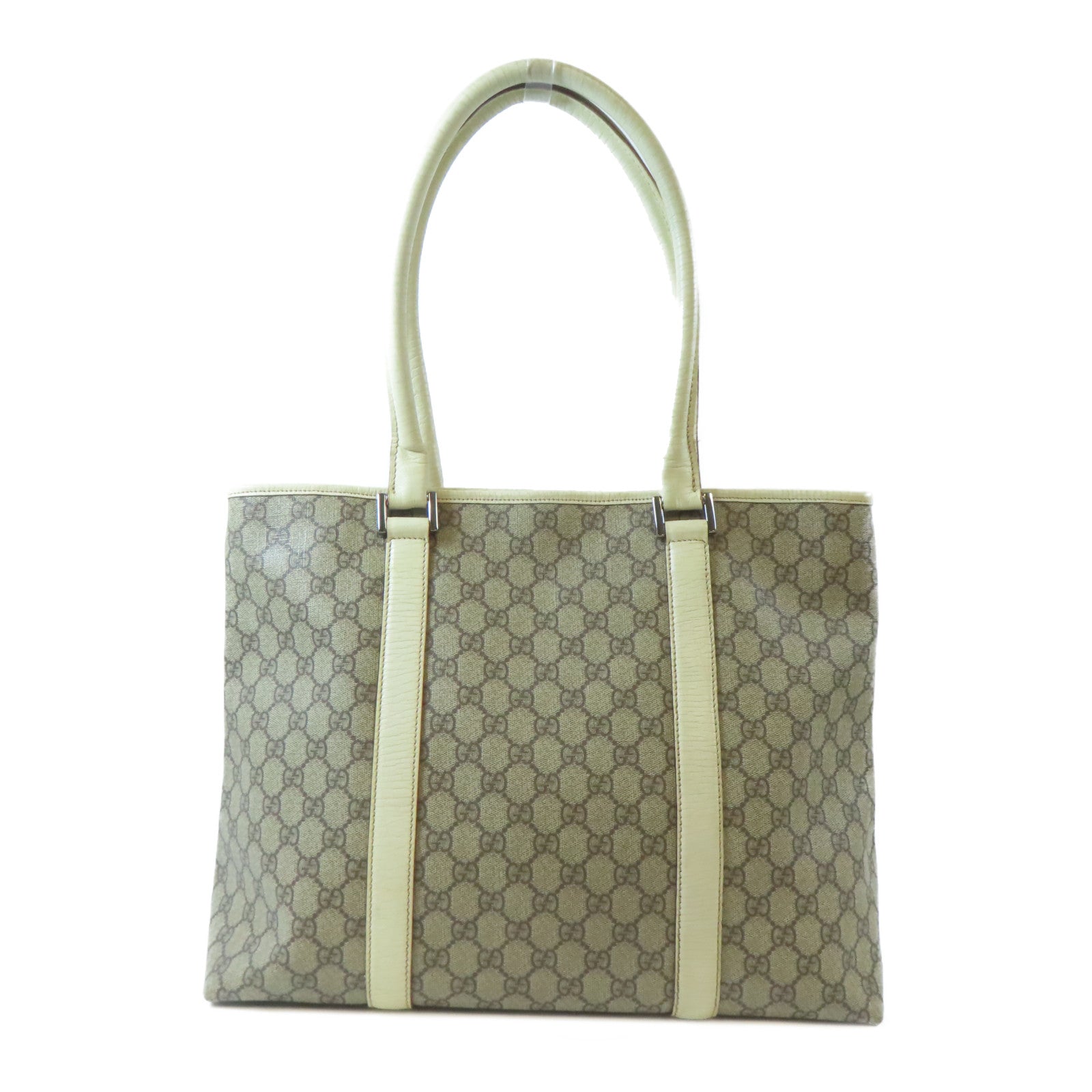 GUCCI 塗層帆布Tote Bag銀扣手挽袋啡色