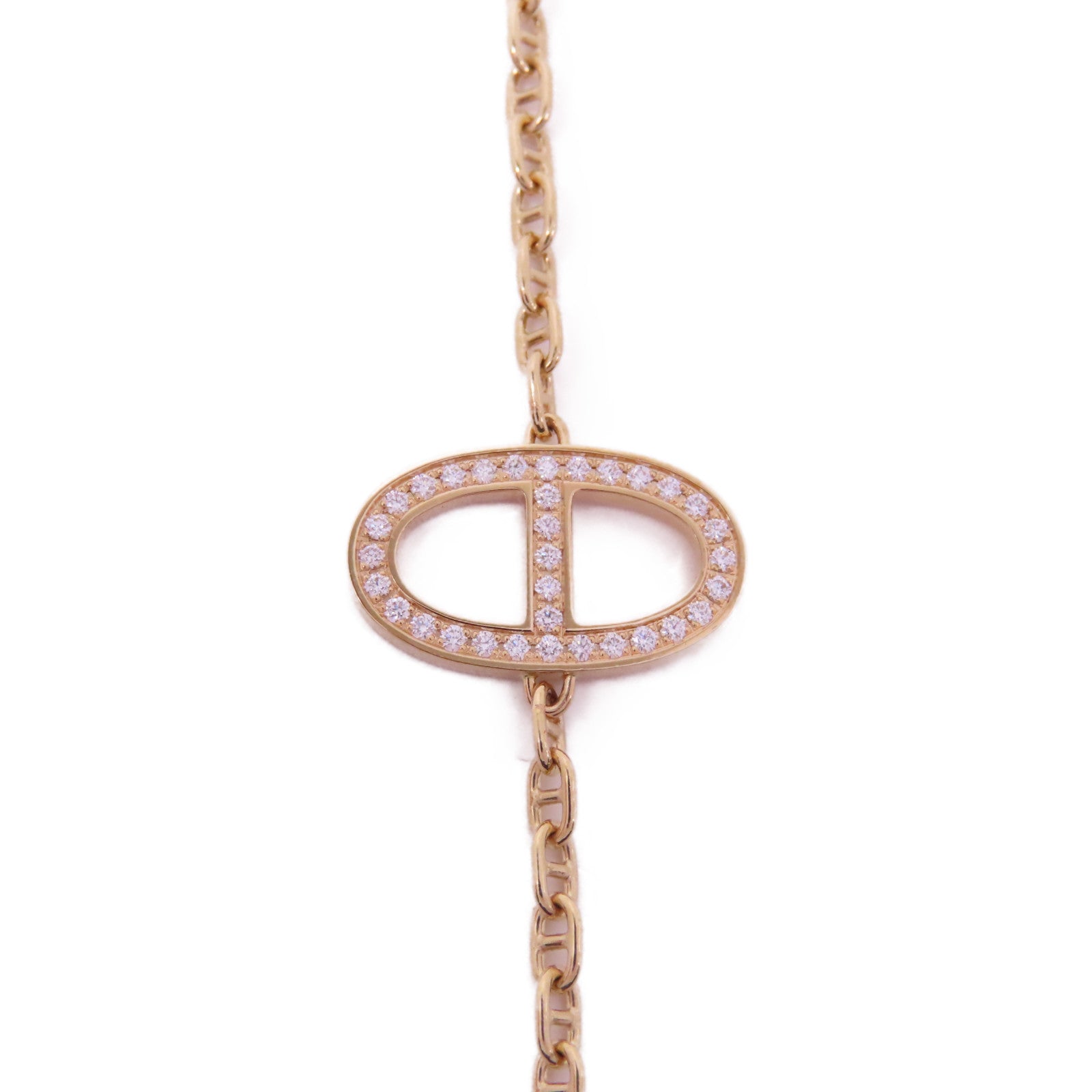 HERMES 18K玫瑰金Chaine D'Ancre Contour Bracelet鑽石手鏈