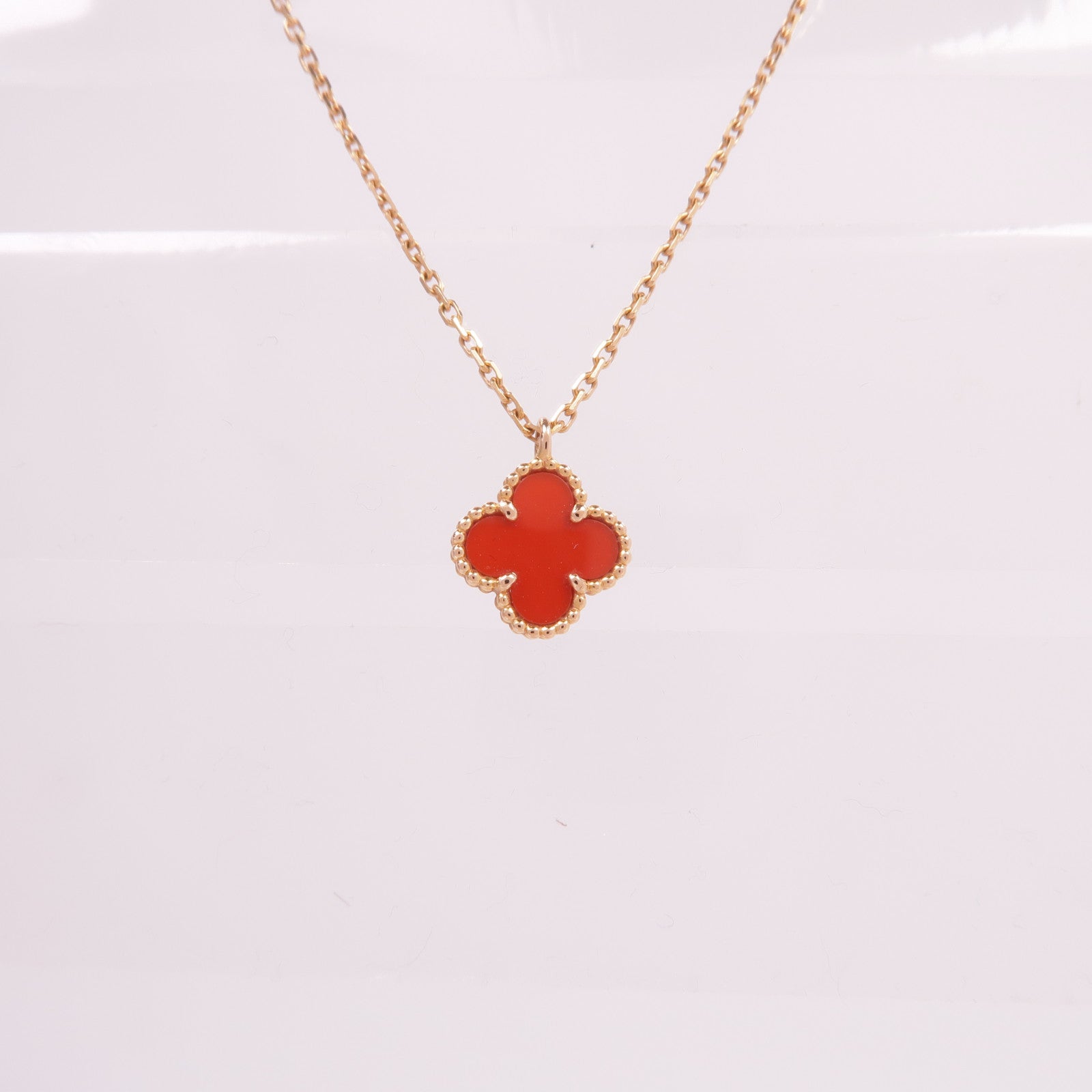 Van Cleef & Arpels 18K玫瑰金Sweet Alhambra Carnelian Pendant紅玉髓項鍊