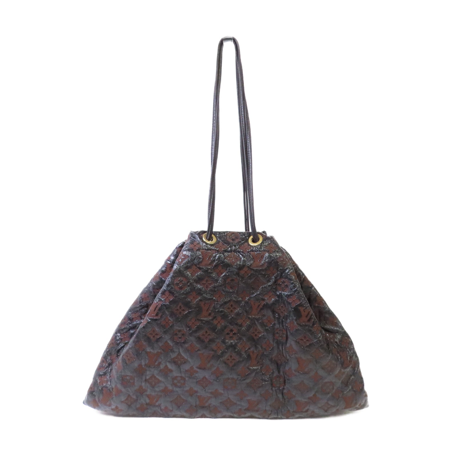 LOUIS VUITTON Monogram Envinil Squishy Inventeur Shoulder Bag Clutch金扣肩背袋啡色/黑色