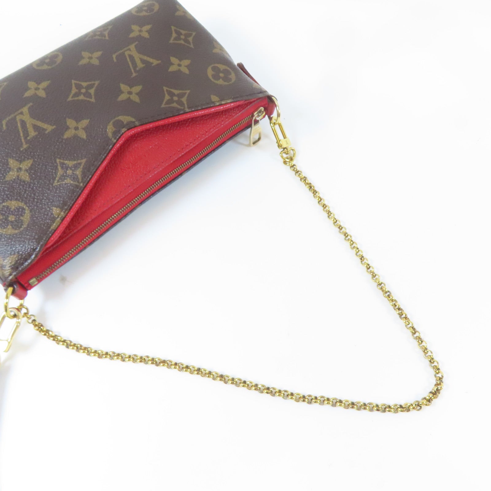 LOUIS VUITTON Monogram Pallas Clutch金扣手挽肩背兩用袋啡色