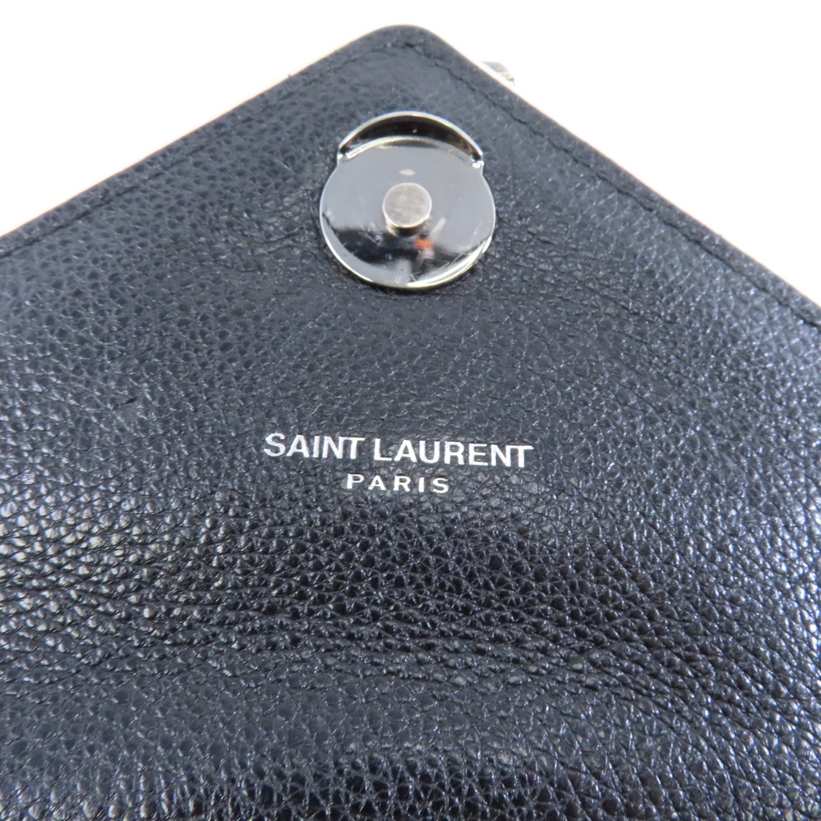 SAINT LAURENT 牛皮皮革Chain Shoulder Bag銀扣鏈帶肩背袋黑色/白色