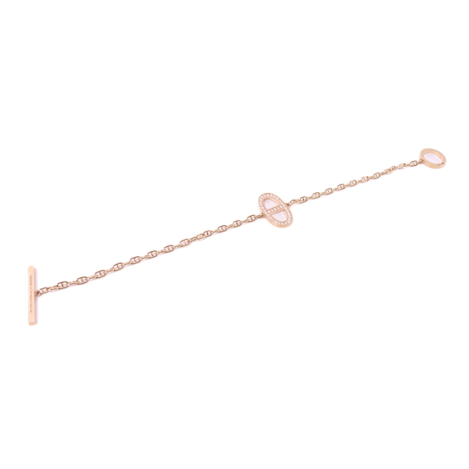HERMES 18K玫瑰金Chaine D'Ancre Contour Bracelet鑽石手鏈
