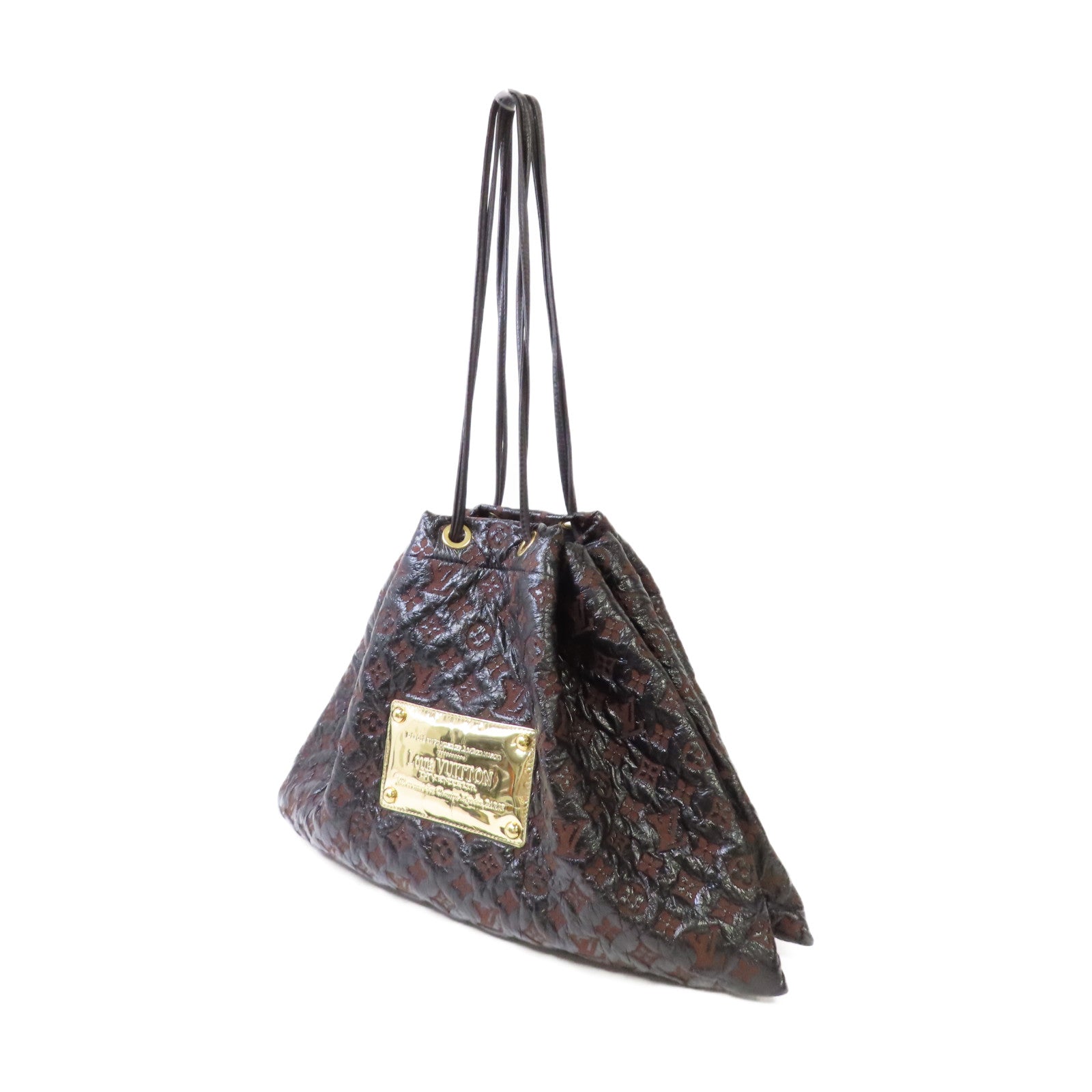 LOUIS VUITTON Monogram Envinil Squishy Inventeur Shoulder Bag Clutch金扣肩背袋啡色/黑色