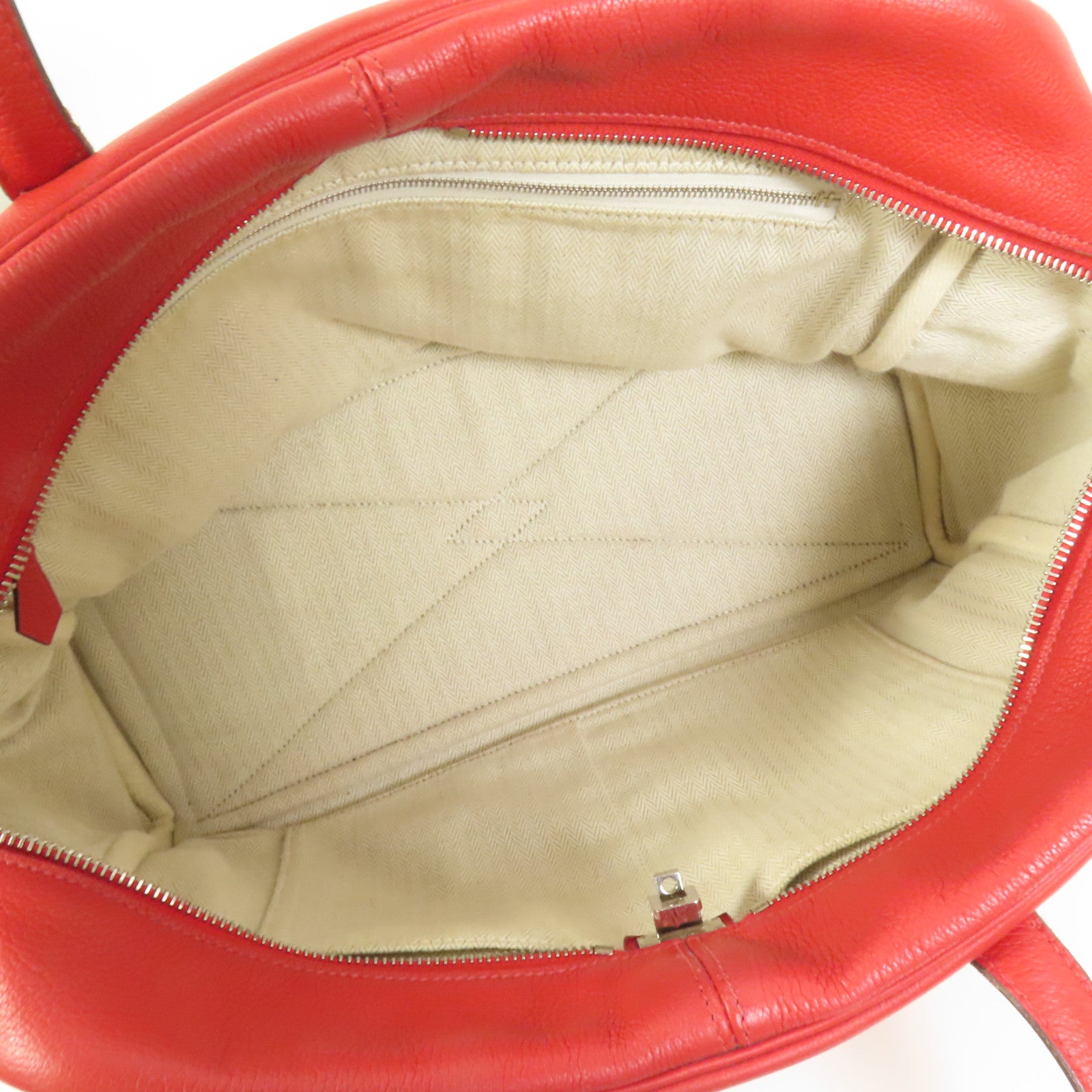 HERMES Evercolor皮革Victoria 35銀扣手挽袋Rouge Casaque