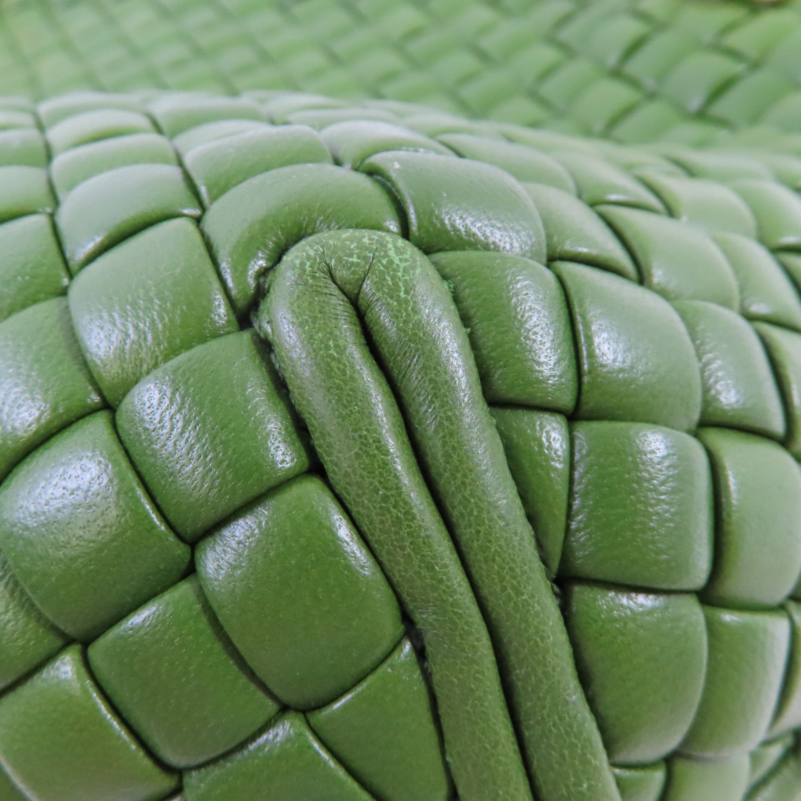 BOTTEGA VENETA 【激減優惠】織紋皮革Clicker Shoulder Bag金扣肩背袋綠色