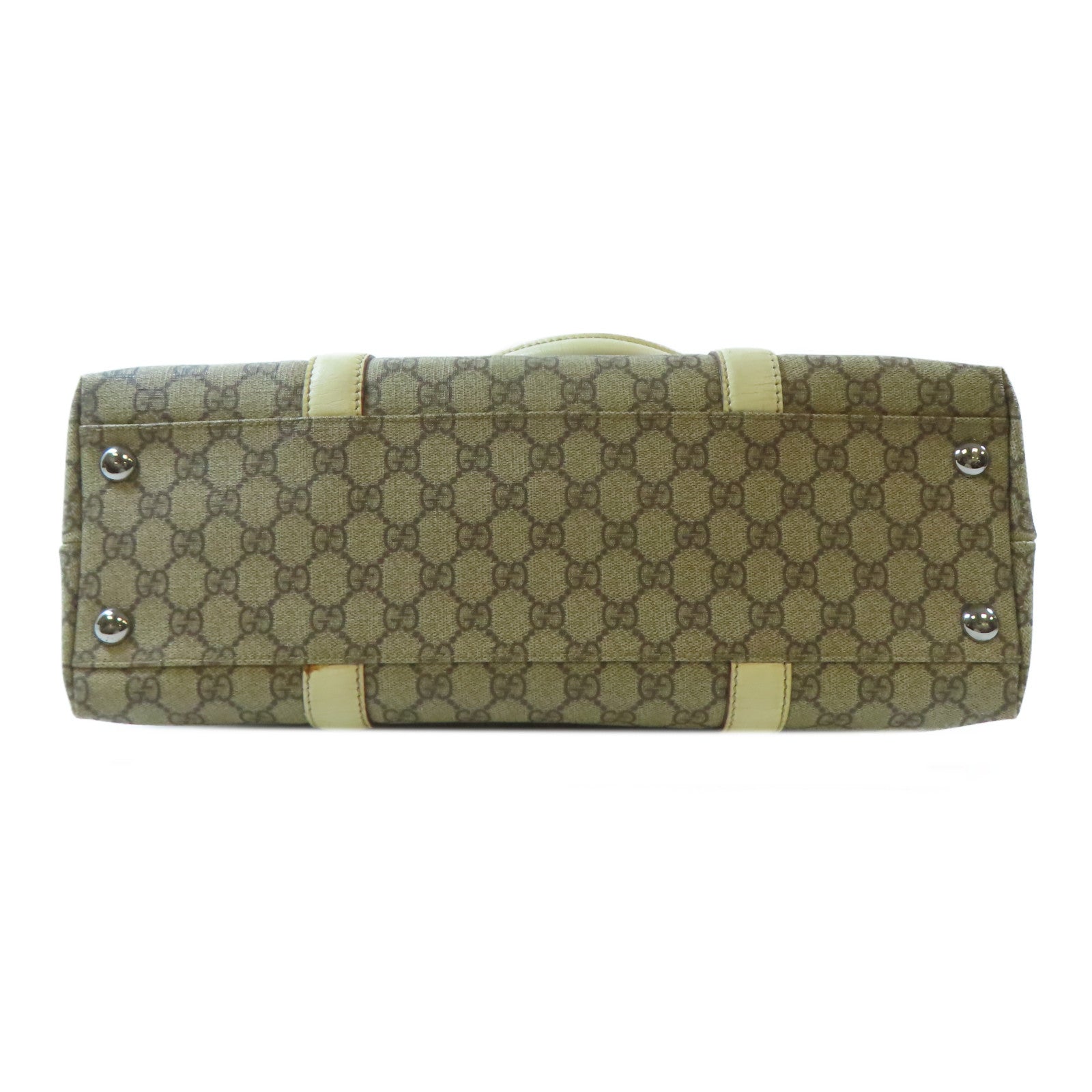 GUCCI 塗層帆布Tote Bag銀扣手挽袋啡色
