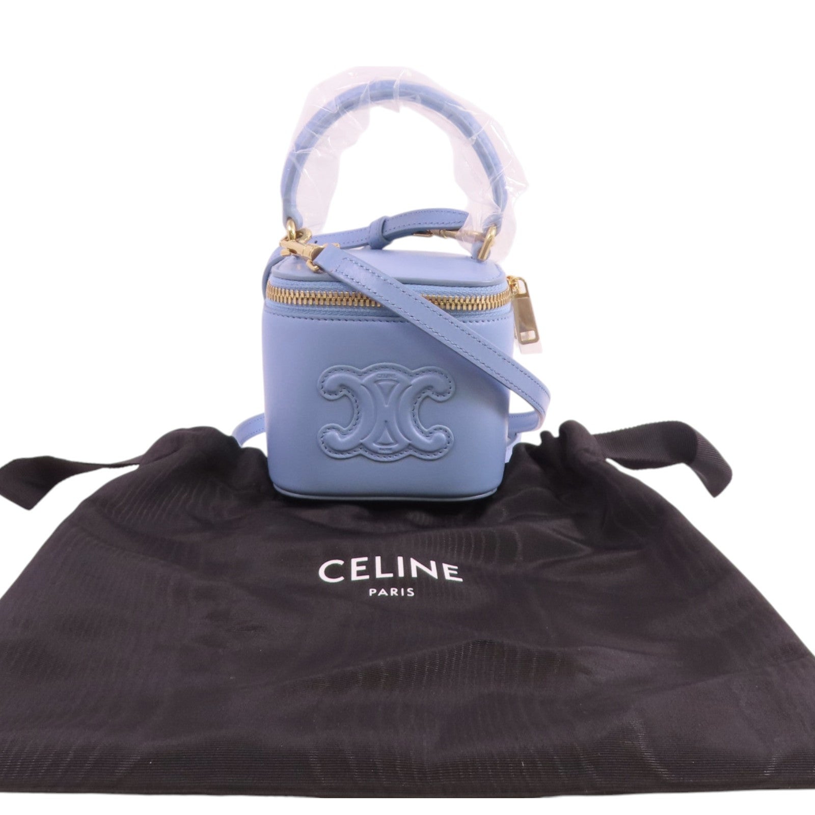 CELINE GHW Mini Vanity Case Hand Shoulder Bag Crossbody Calfskin Leather