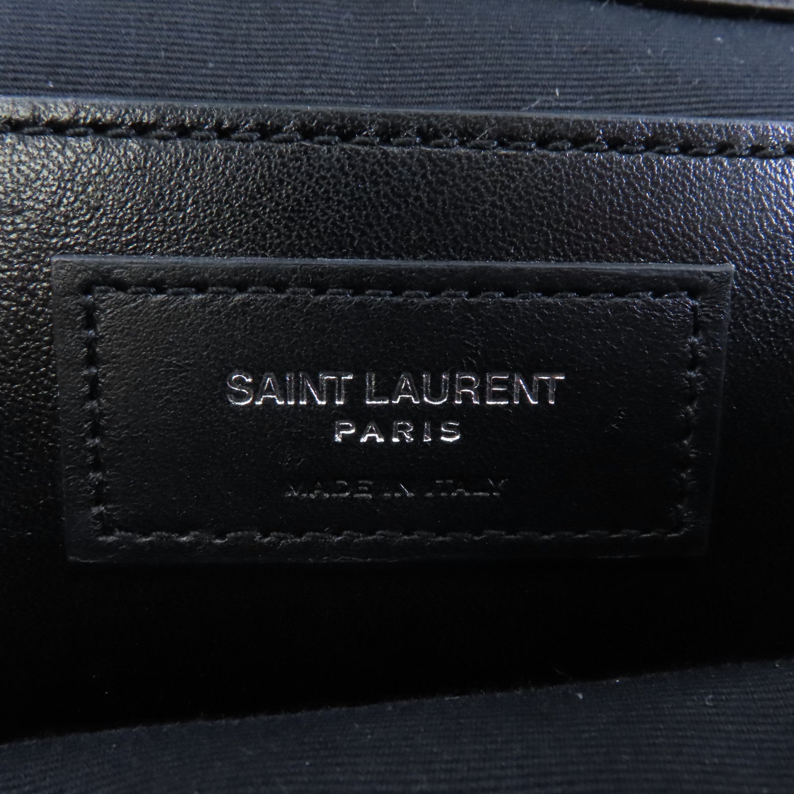 SAINT LAURENT 牛皮皮革Chain Shoulder Bag銀扣鏈帶肩背袋黑色/白色