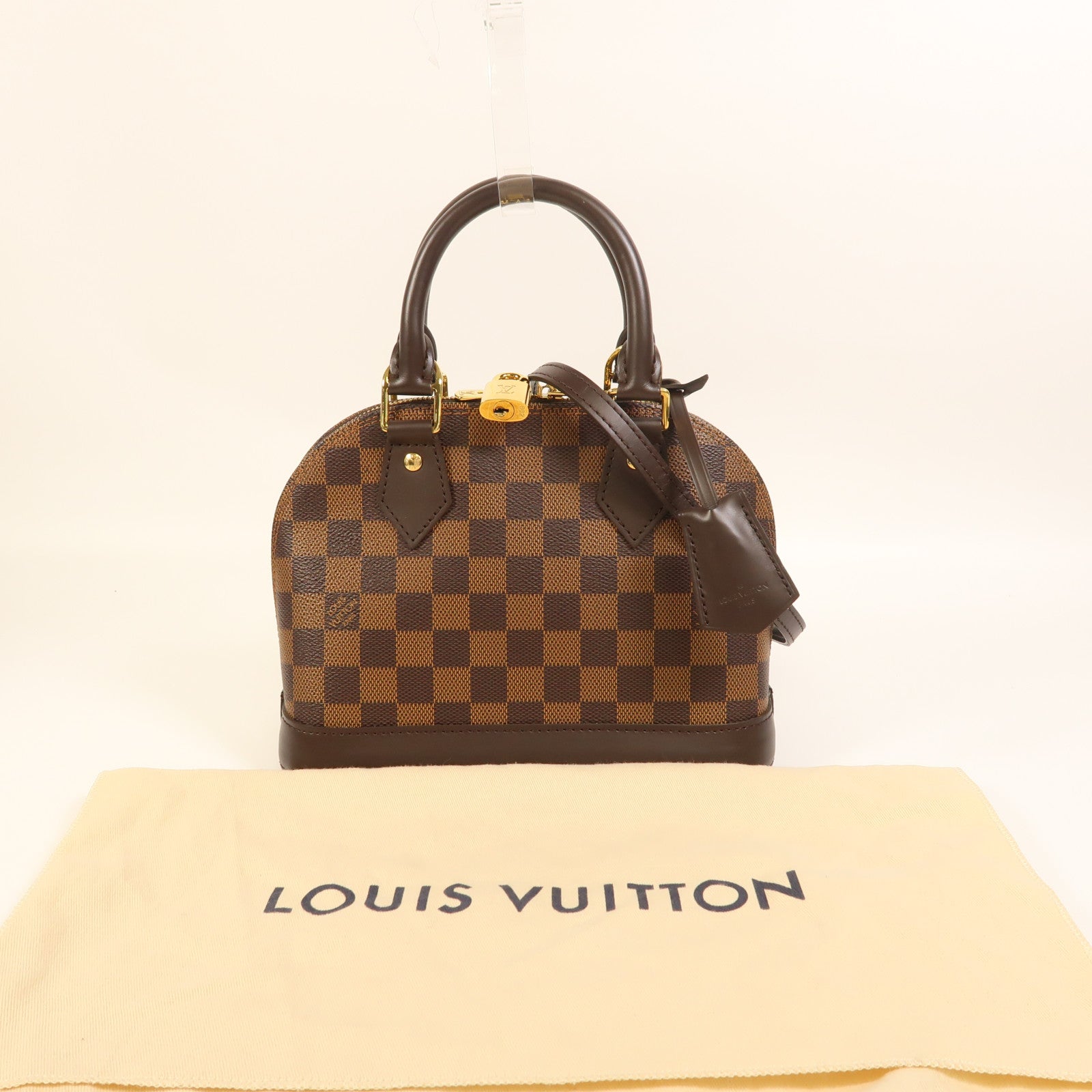 LOUIS VUITTON Damier Alma BB金扣手挽肩背兩用袋棕色