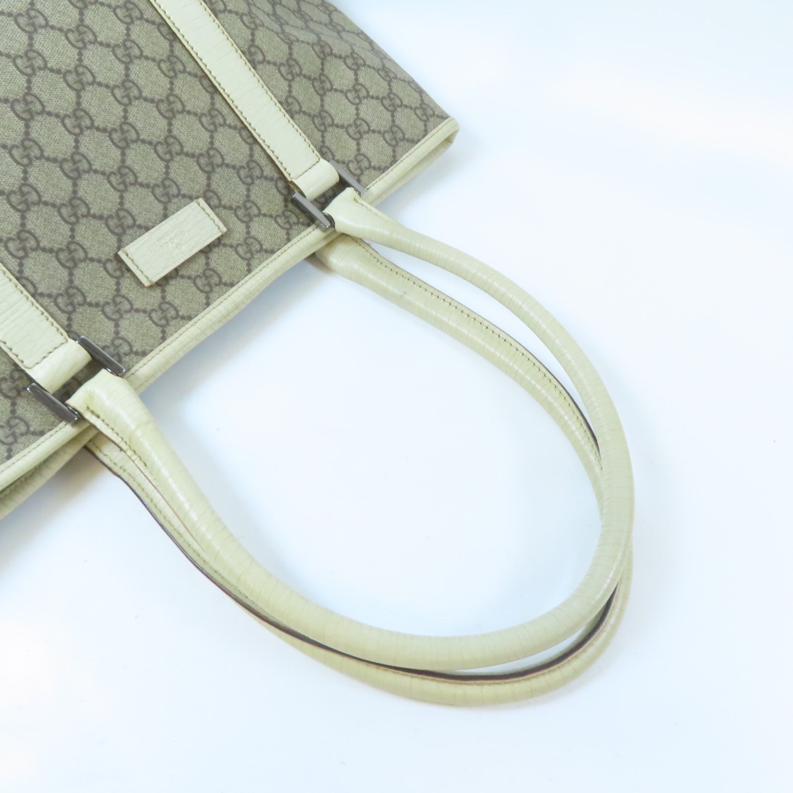 GUCCI 塗層帆布Tote Bag銀扣手挽袋啡色