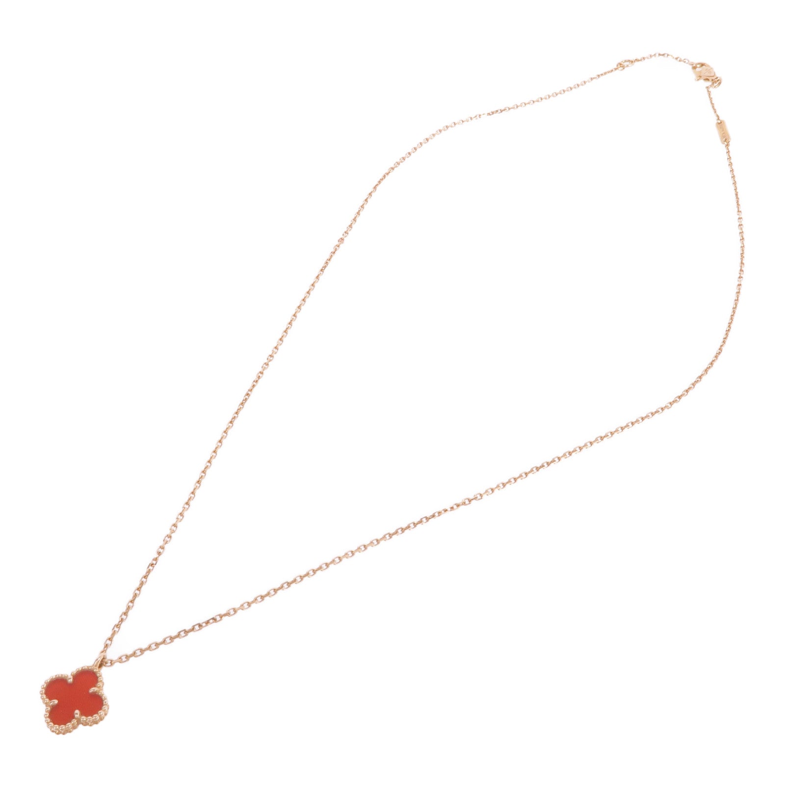 Van Cleef & Arpels 18K玫瑰金Sweet Alhambra Carnelian Pendant紅玉髓項鍊