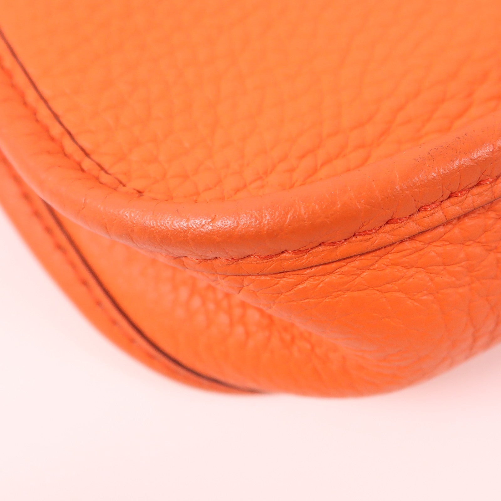 HERMES Clemence皮革Evelyne TPM銀扣肩背袋Orange Poppy