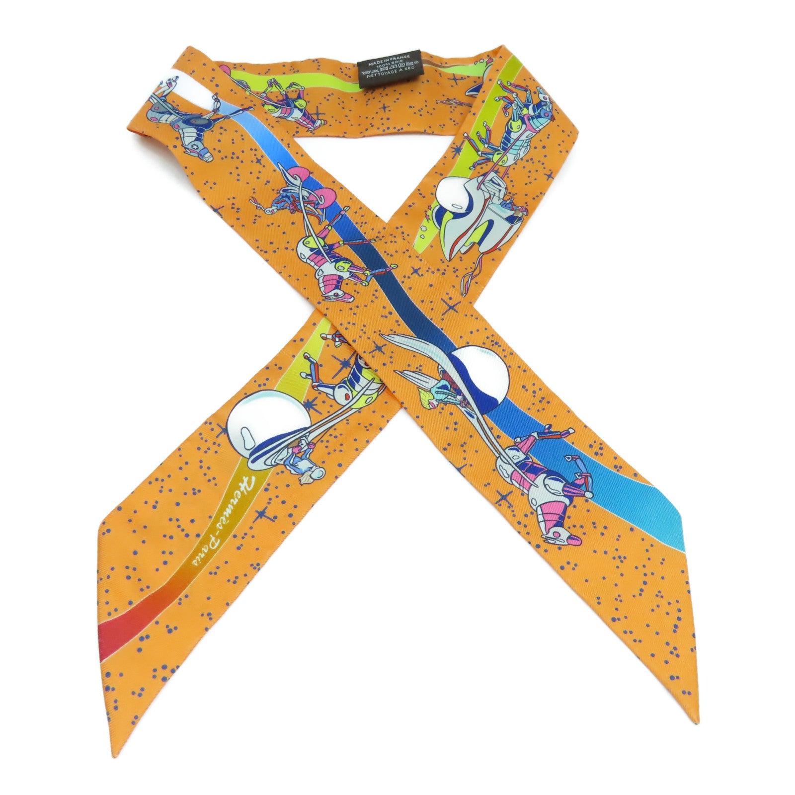 HERMES 【激減優惠】絲質Twilly Scarf絲巾橙色