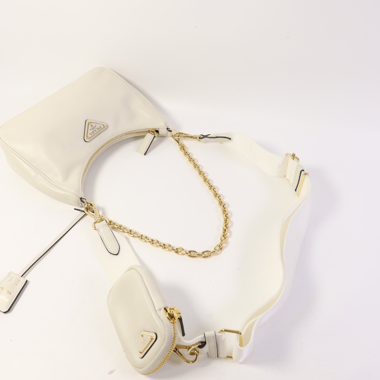 PRADA 牛皮皮革Re-Edition 2005金扣手挽肩背兩用袋